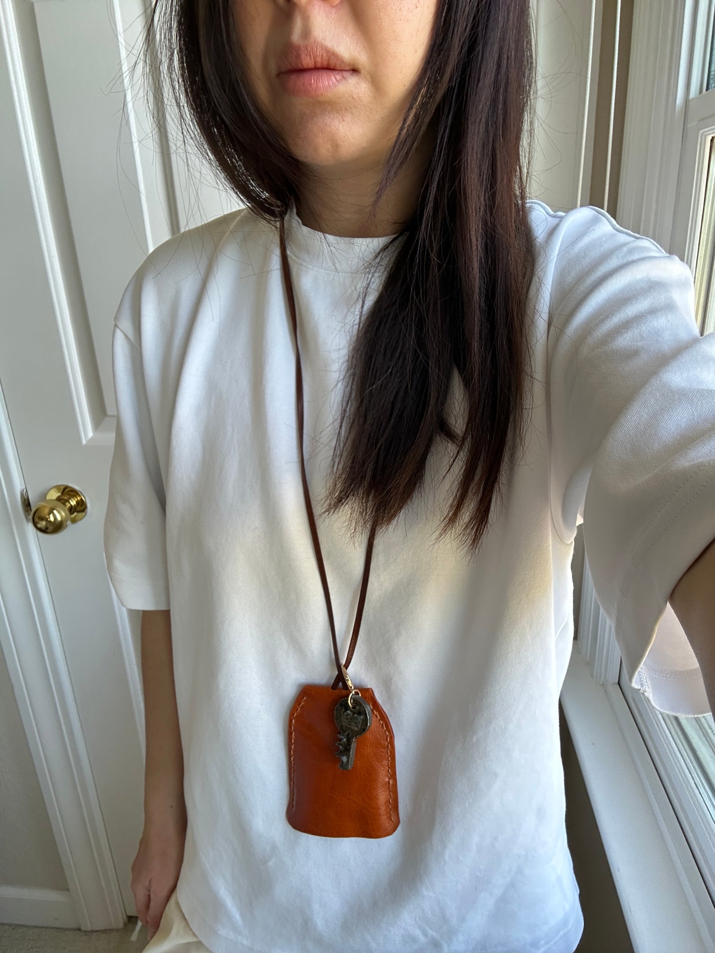 Large Leather Clochette with Ceramic Key