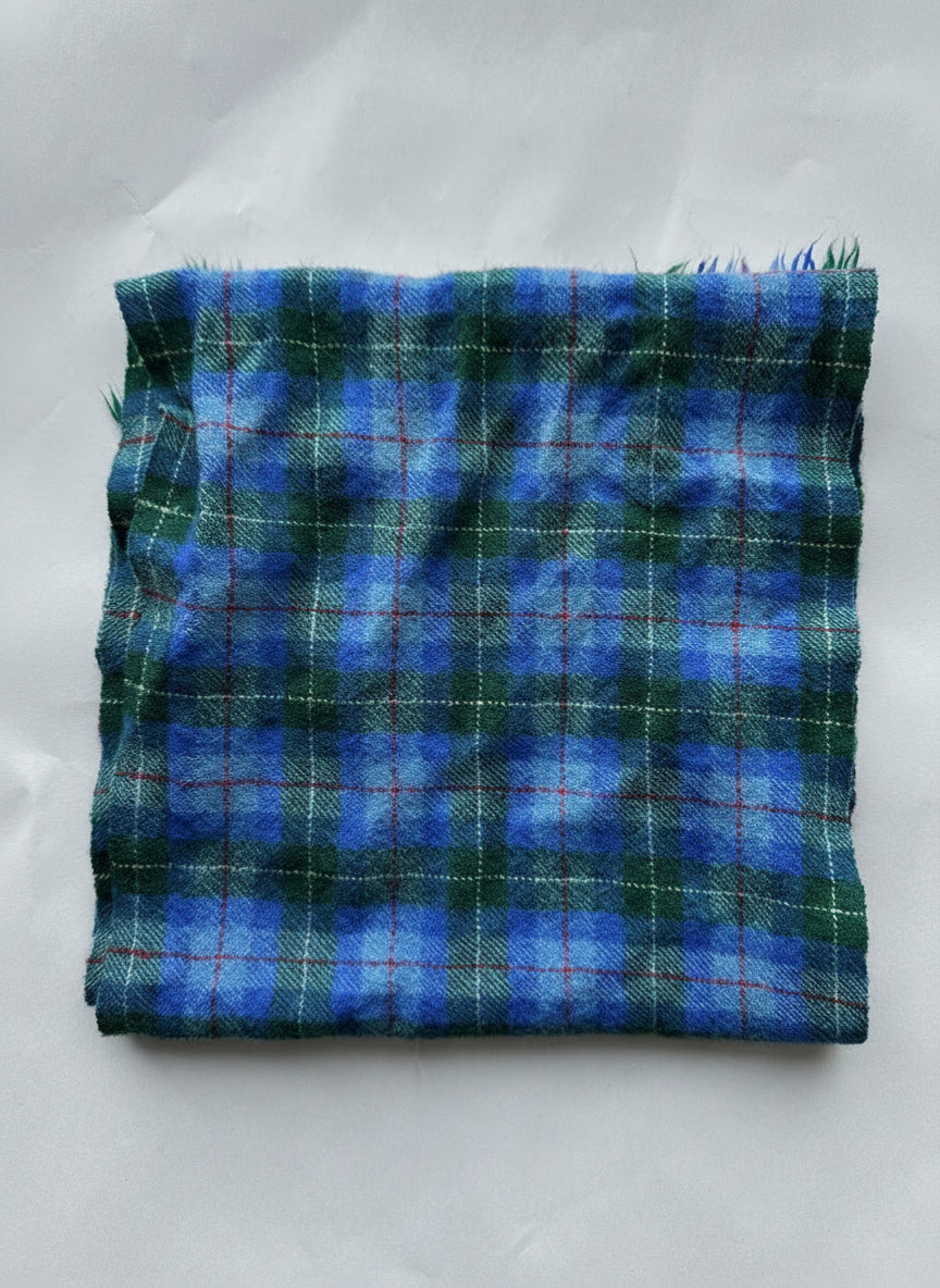 Vintage blue and green tartan plaid with red overcheck scarf
