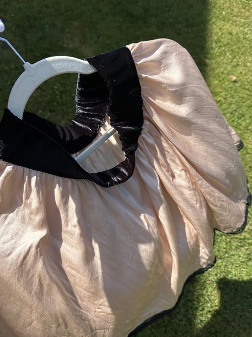 Pink Peach and Black Lace Trimmed Skirt