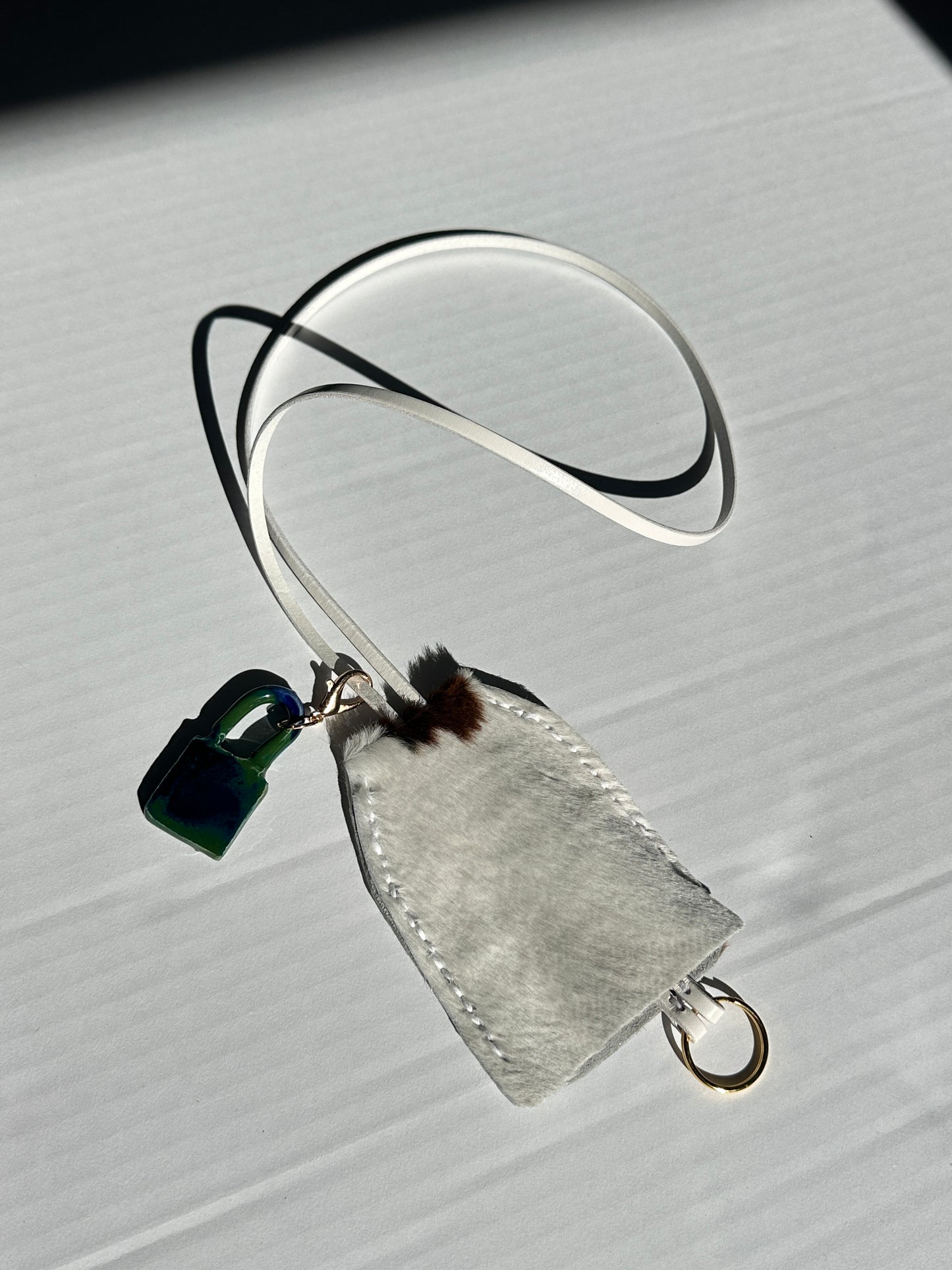 Large Leather Clochette with Ceramic Padlock