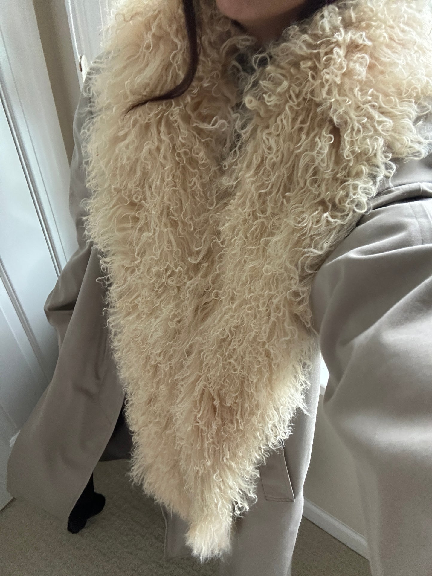 Prada Mongolian Lambs Wool Stole Scarf Collar 2014 FW