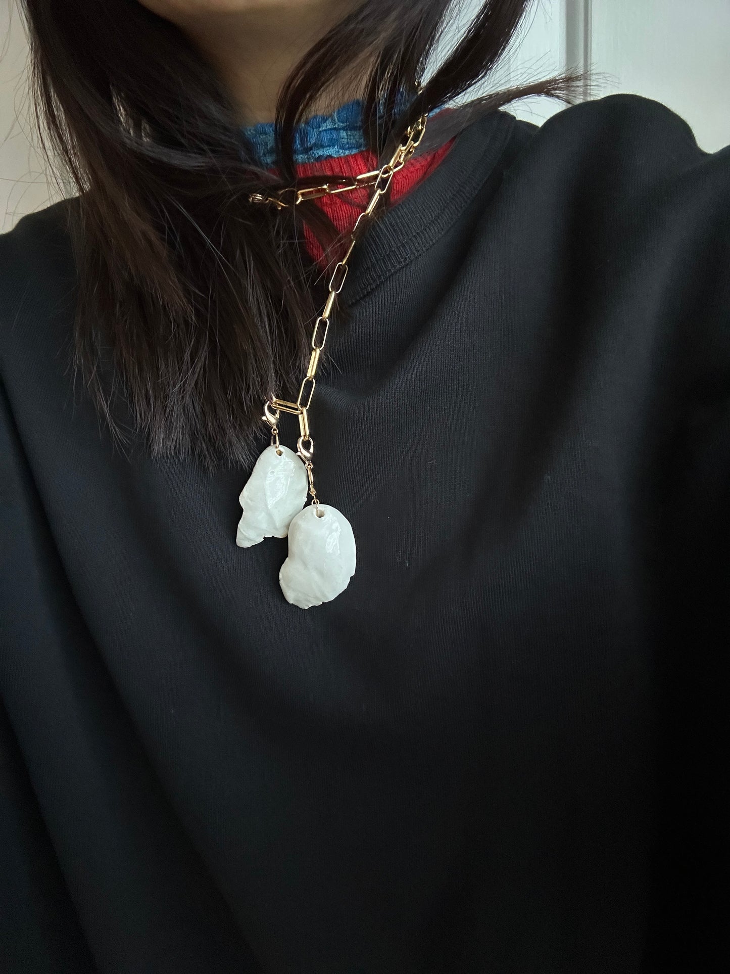 “Walking On Eggshells” ceramic pendant necklace