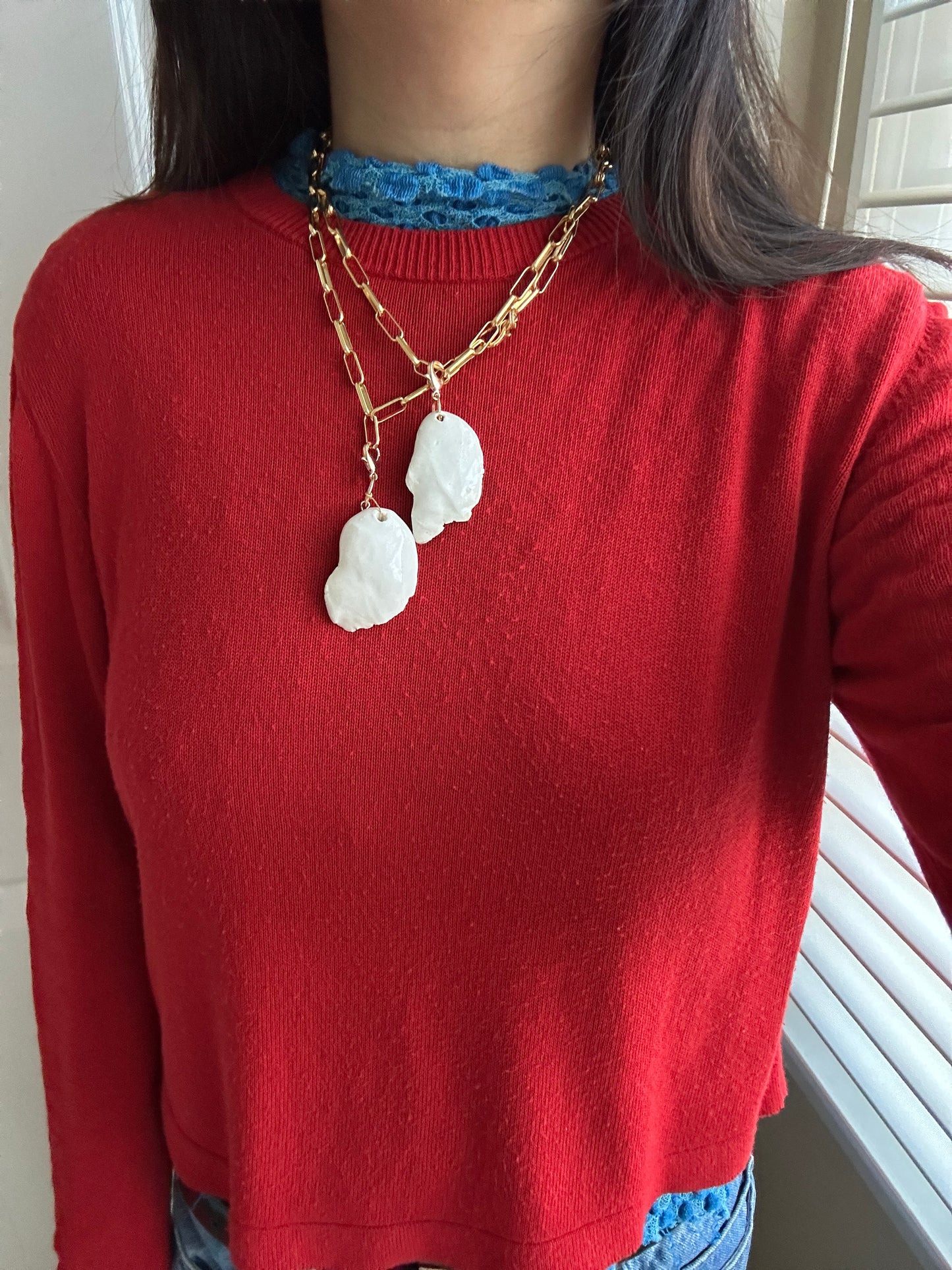 “Walking On Eggshells” ceramic pendant necklace