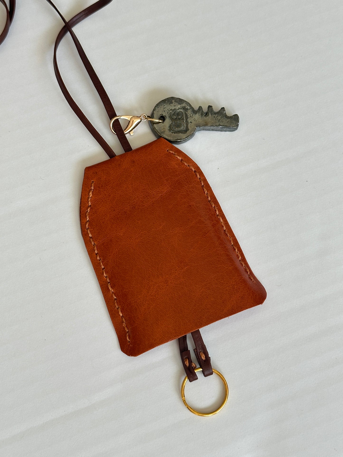Large Leather Clochette with Ceramic Key