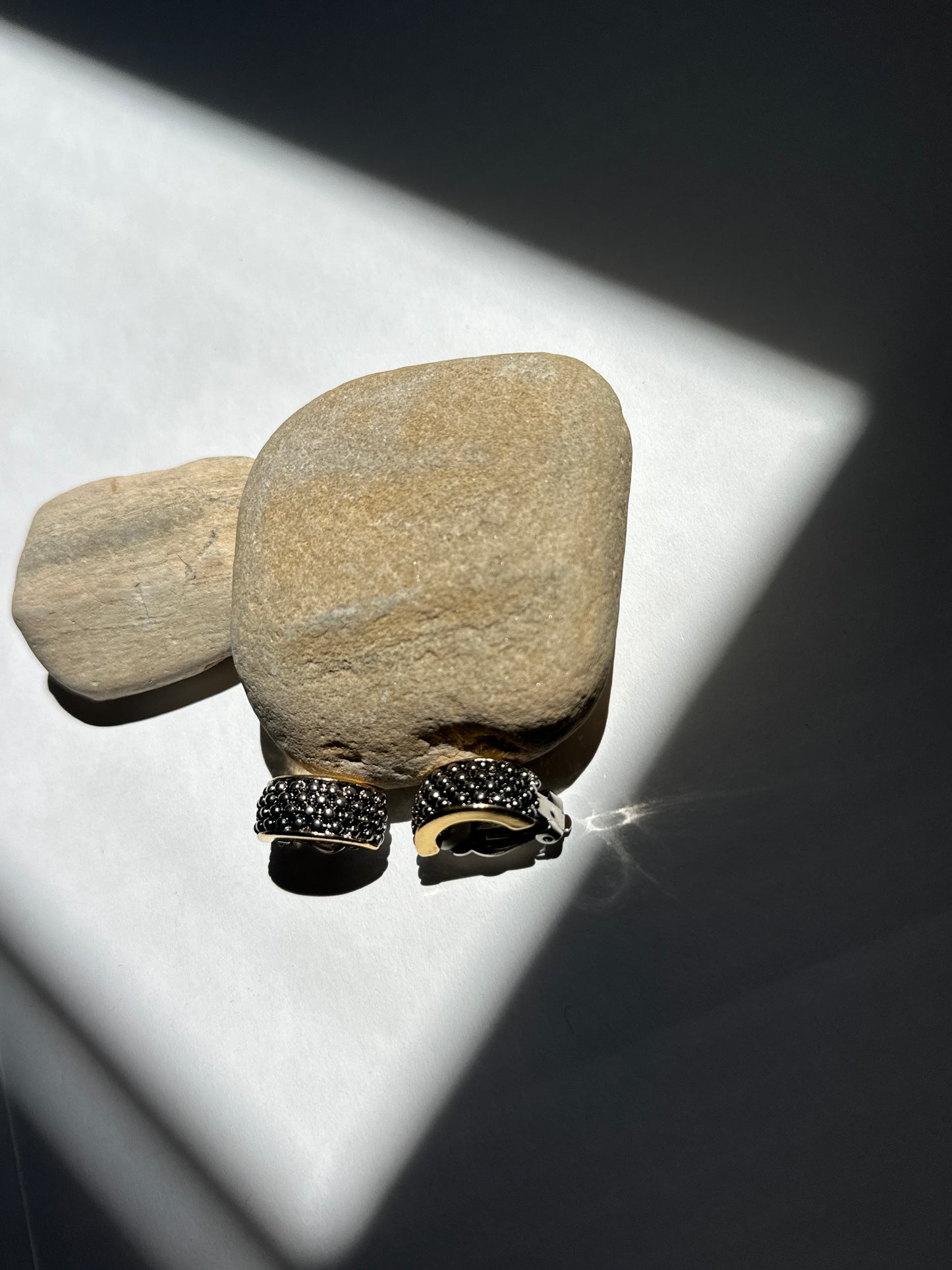 Vintage Two-Tone Dotted Half-Hoop Clip-On Earrings