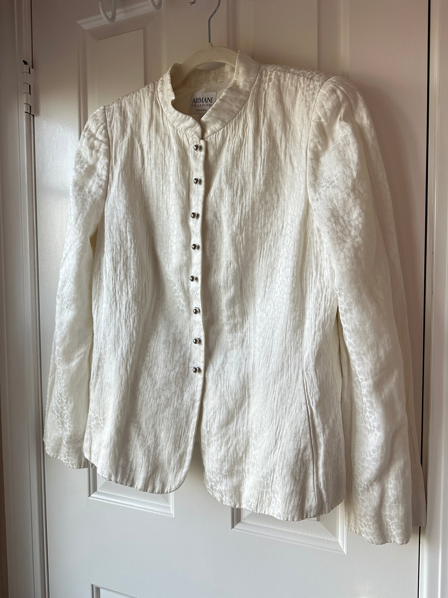 Armani Collezioni Vintage tailored white jacket with mandarin collar 2006