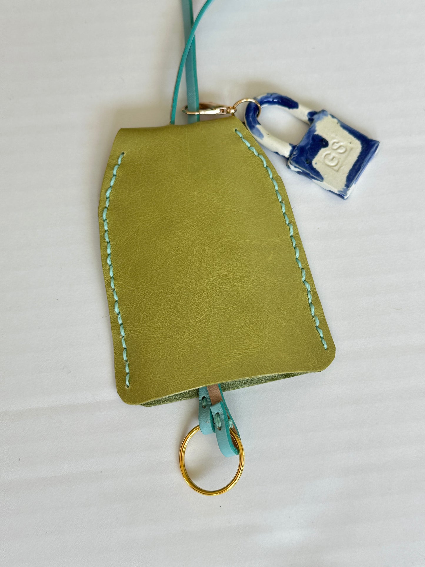 Large Leather Clochette with Ceramic Padlock