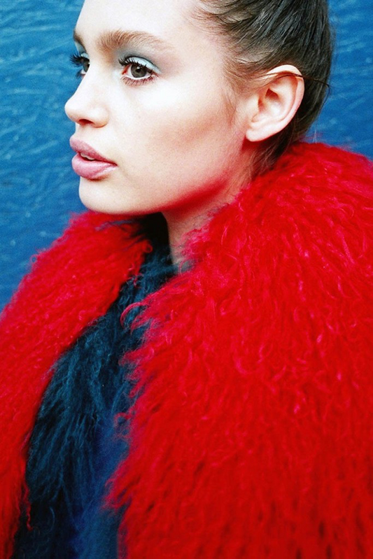 Prada Mongolian Lambs Wool Stole Scarf Collar 2014 FW