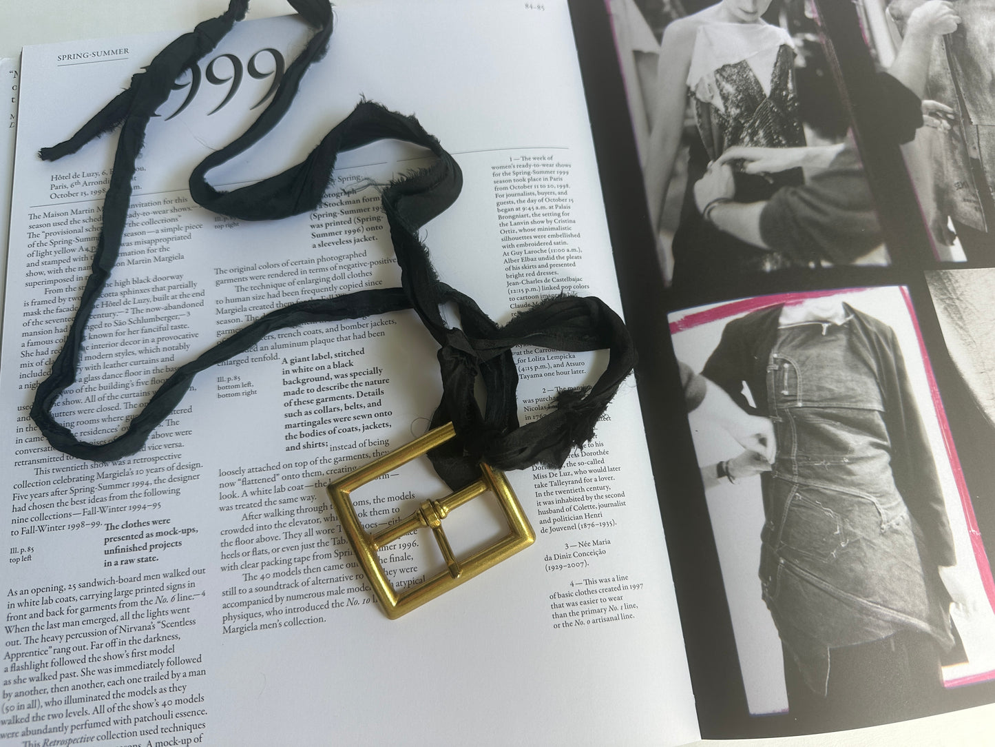 Artisanal Belt Buckle Pendant Necklace on Silk Sari Cord in Black