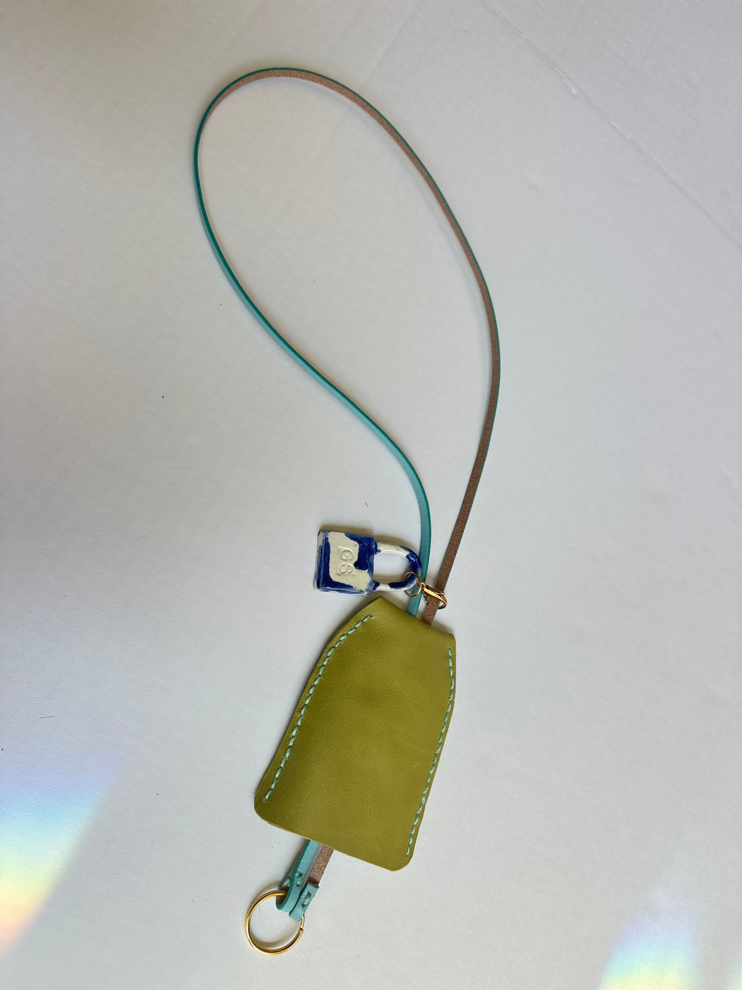 Large Leather Clochette with Ceramic Padlock