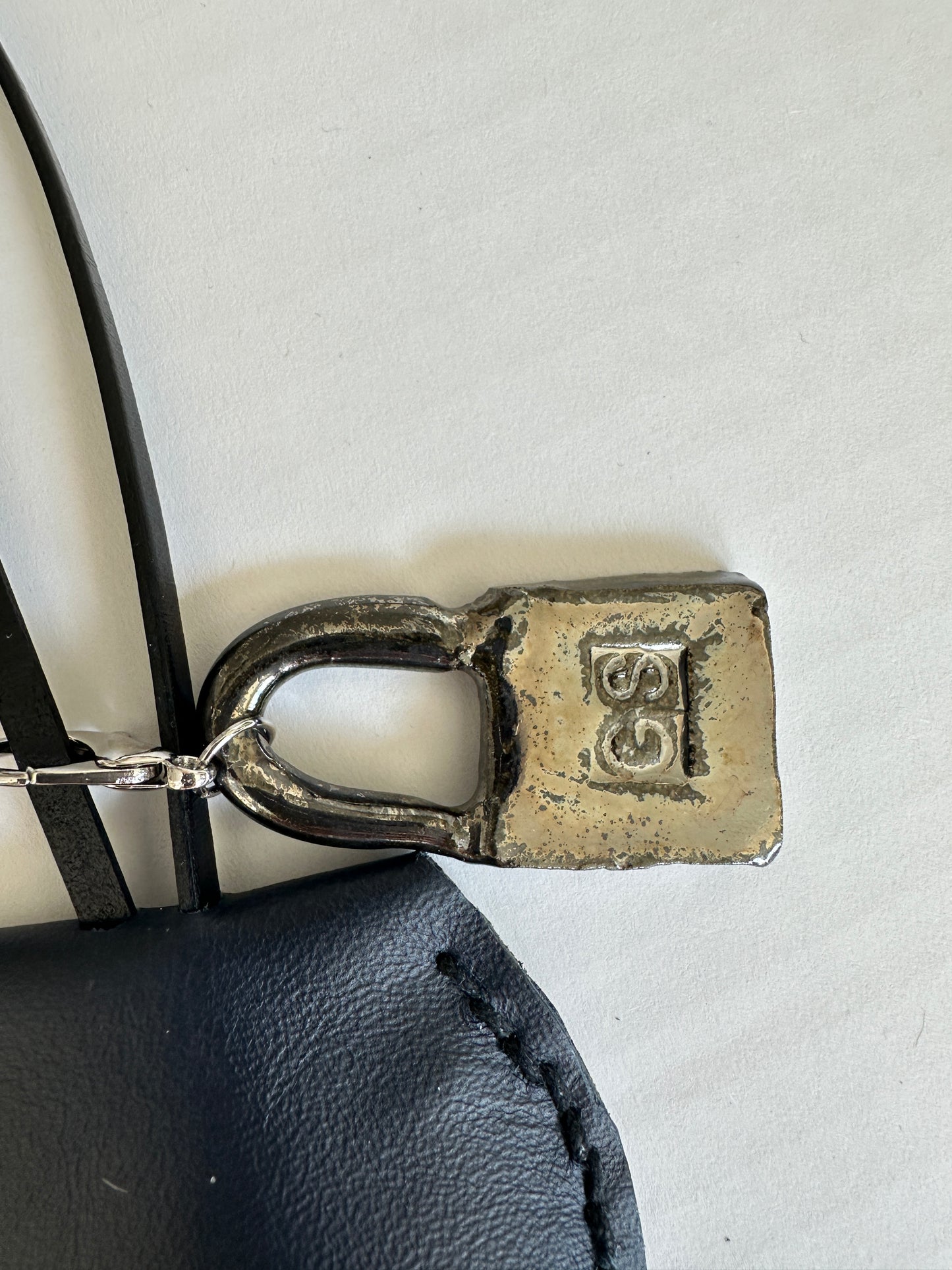 Large Leather Clochette with Ceramic Padlock