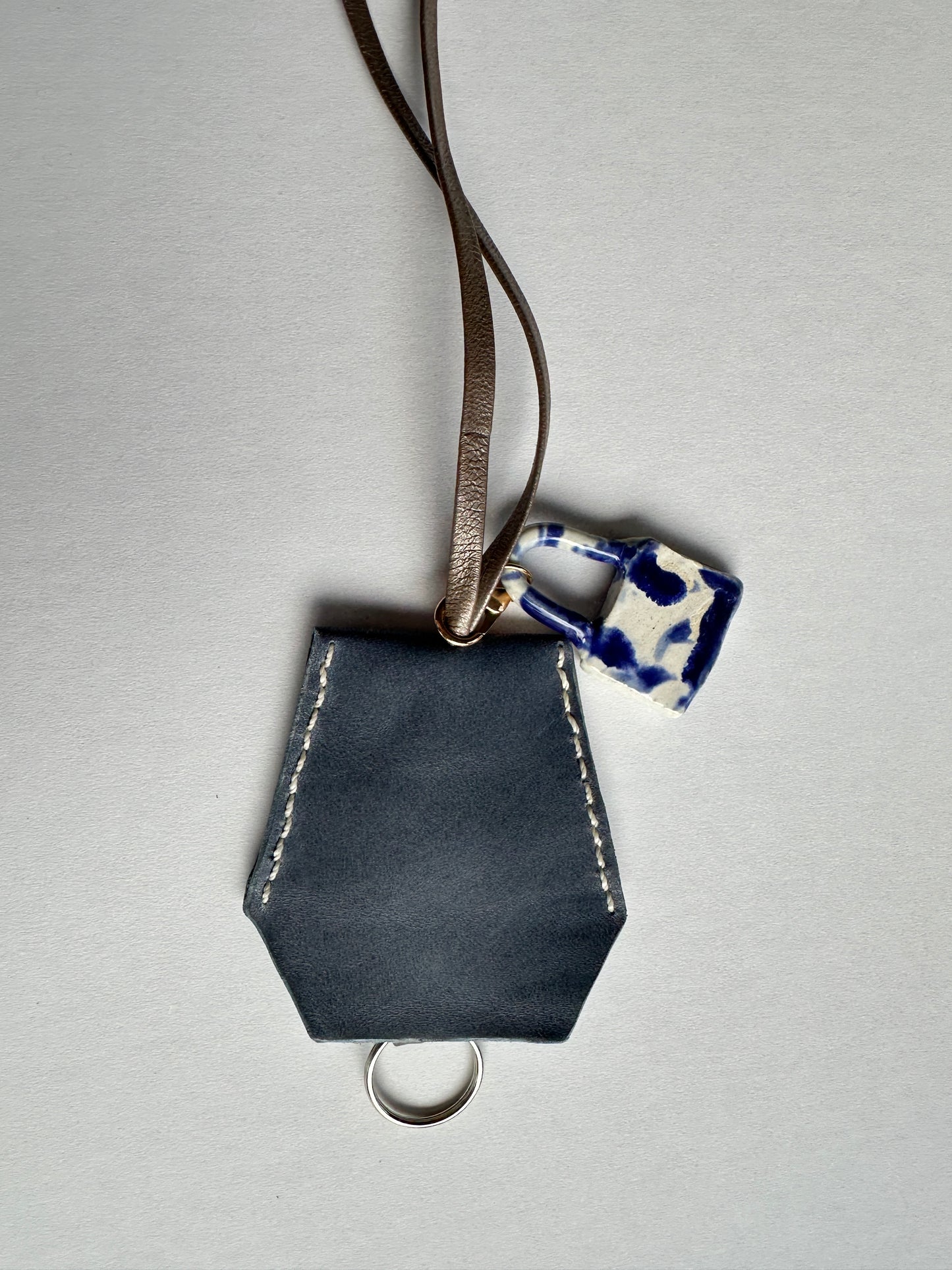 Leather Clochette Necklace With Ceramic Padlock