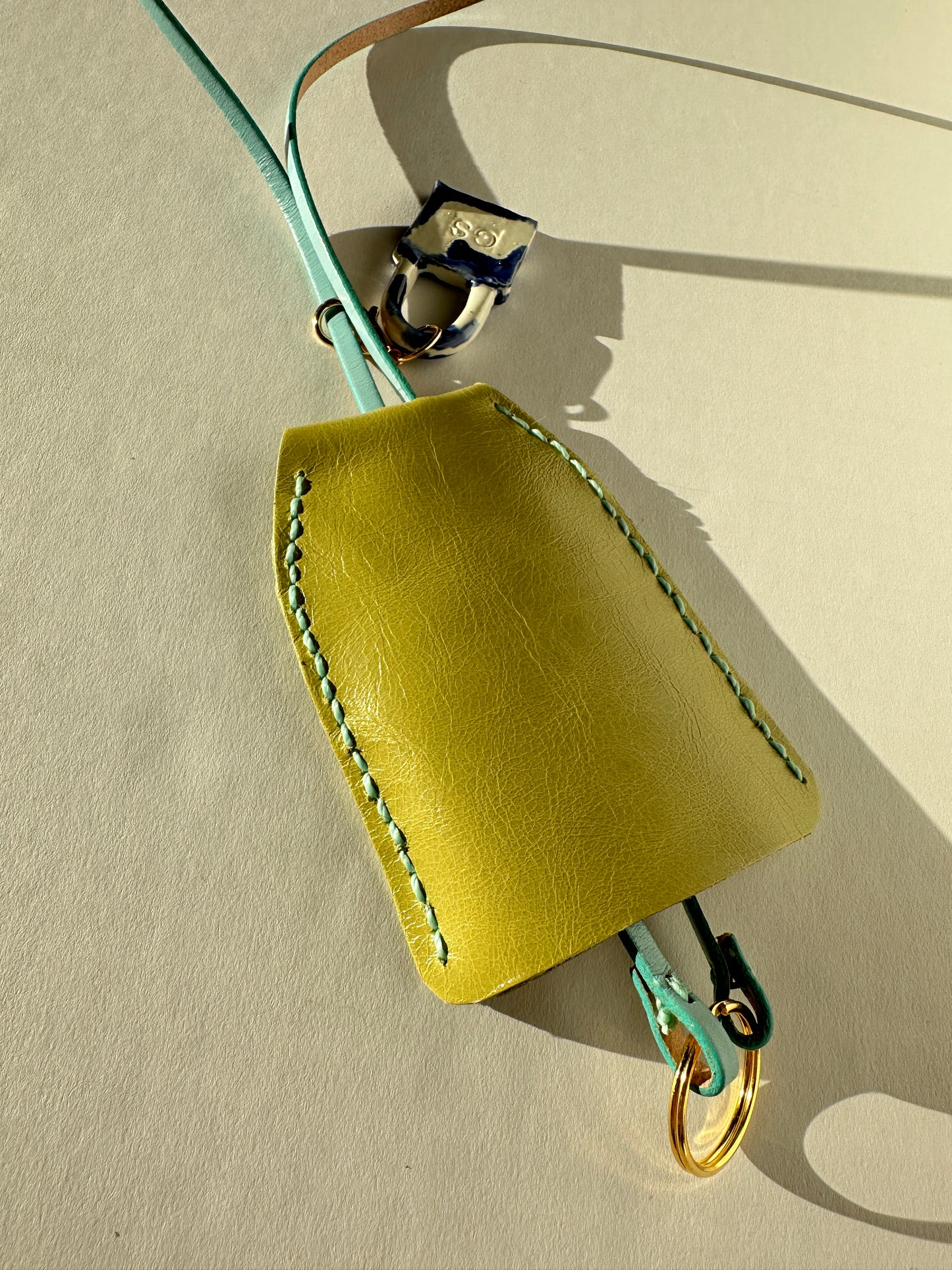 Large Leather Clochette with Ceramic Padlock