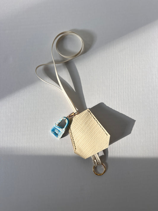 “Alice’s World” Leather Clochette with ceramic padlock