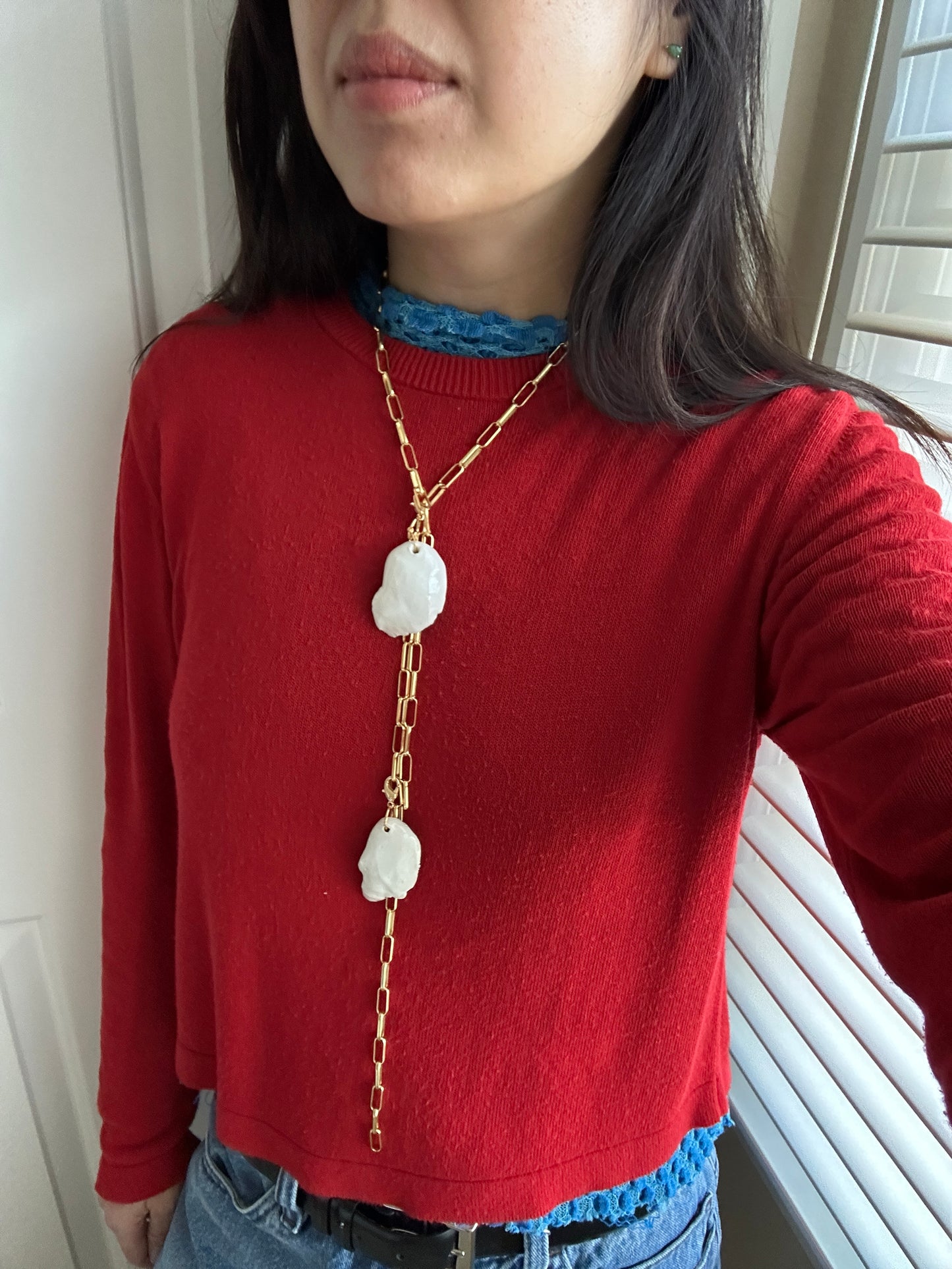 “Walking On Eggshells” ceramic pendant necklace
