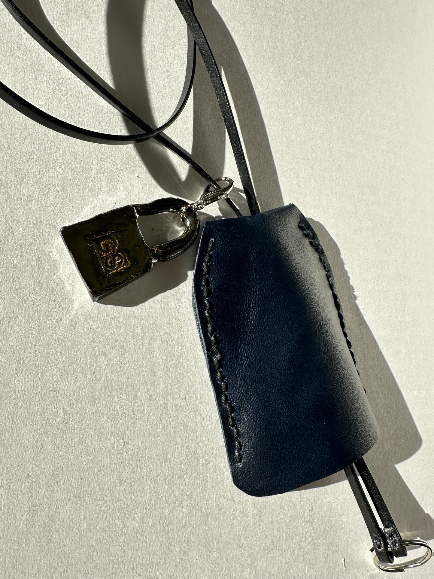Large Leather Clochette with Ceramic Padlock