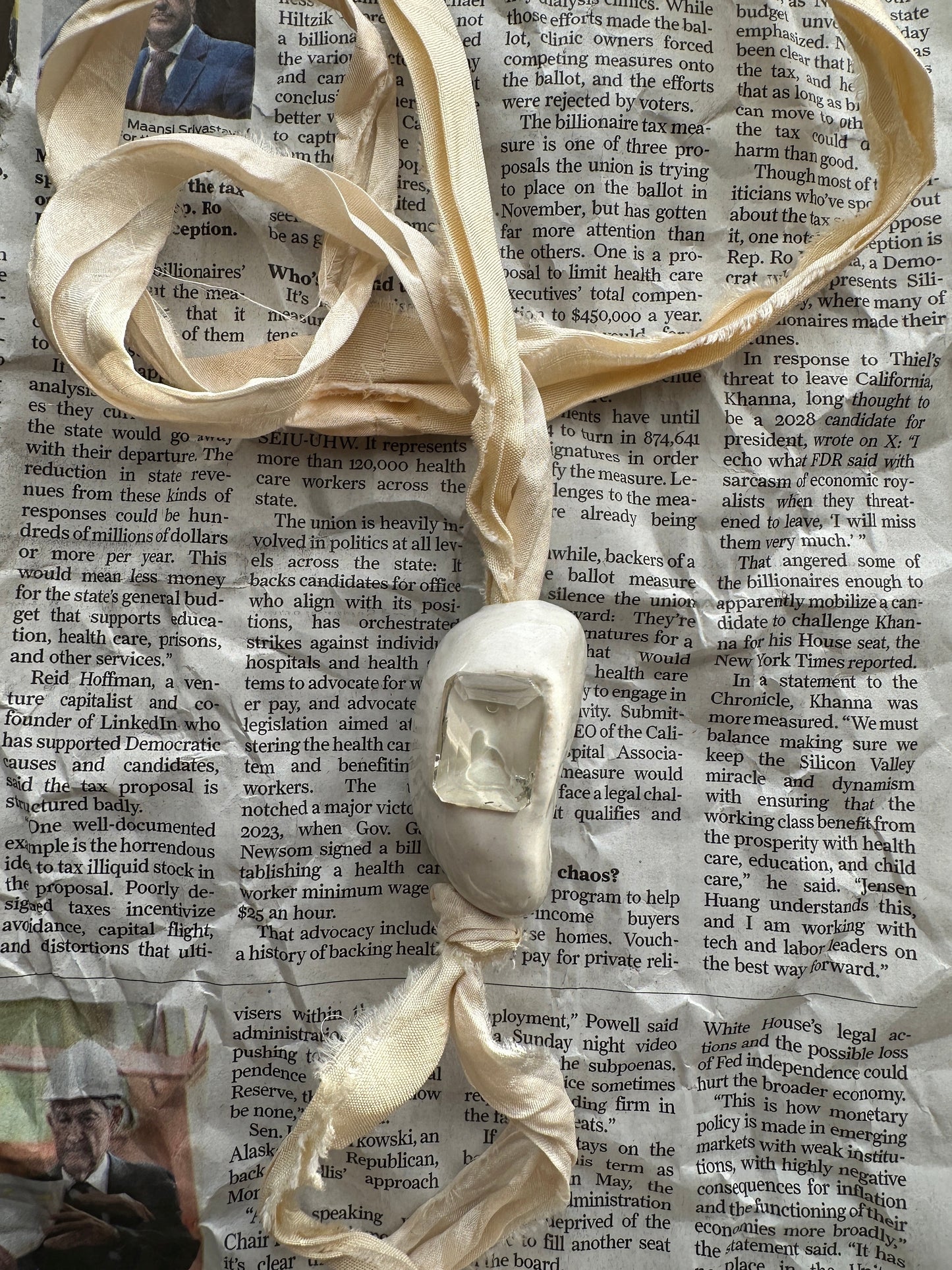 Ceramic Bean Pendant Neckace
