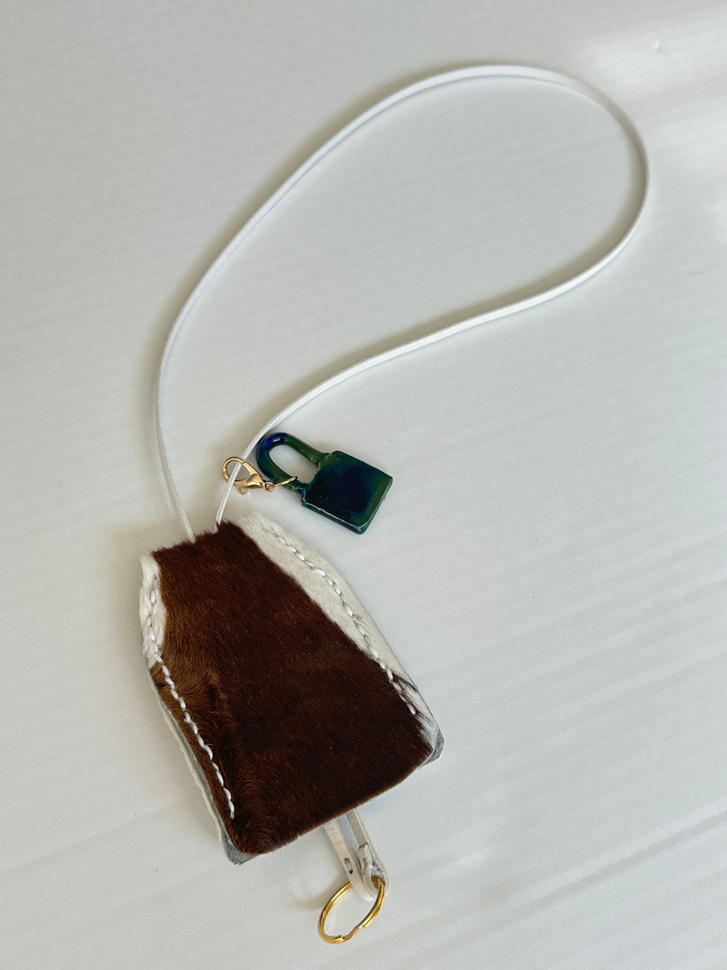 Large Leather Clochette with Ceramic Padlock