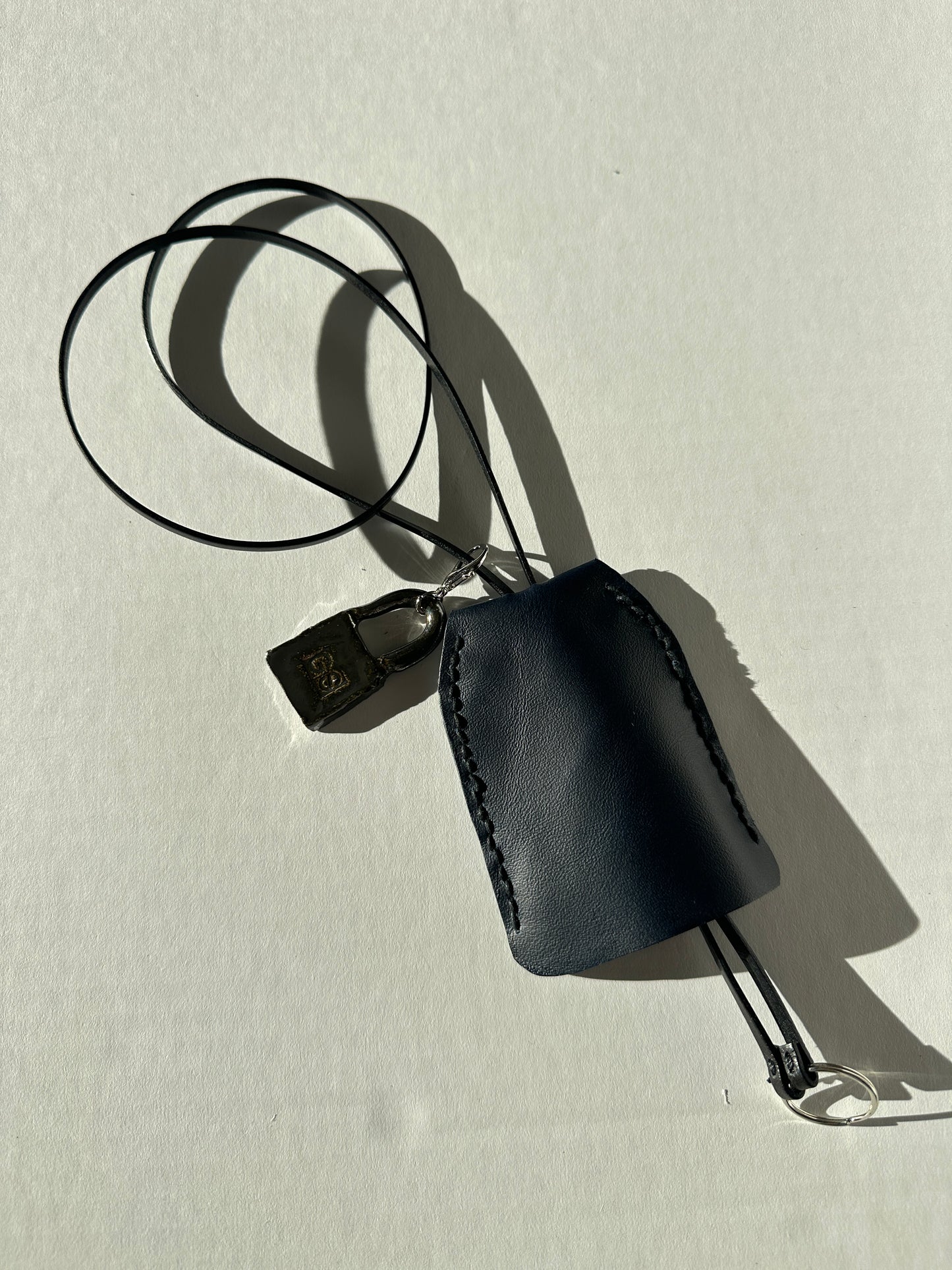Large Leather Clochette with Ceramic Padlock
