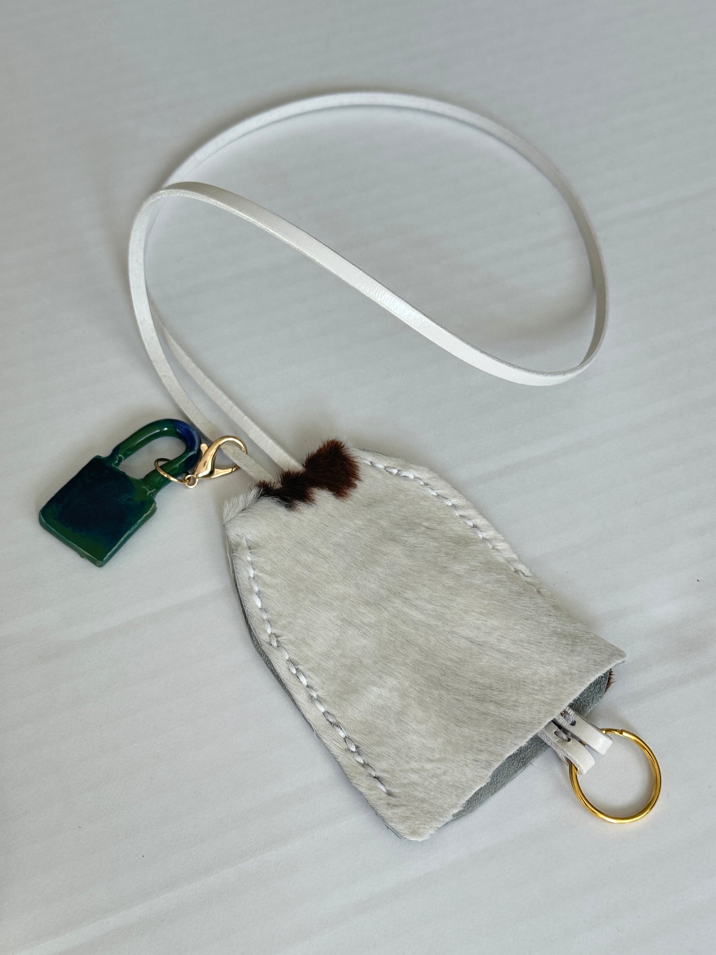 Large Leather Clochette with Ceramic Padlock