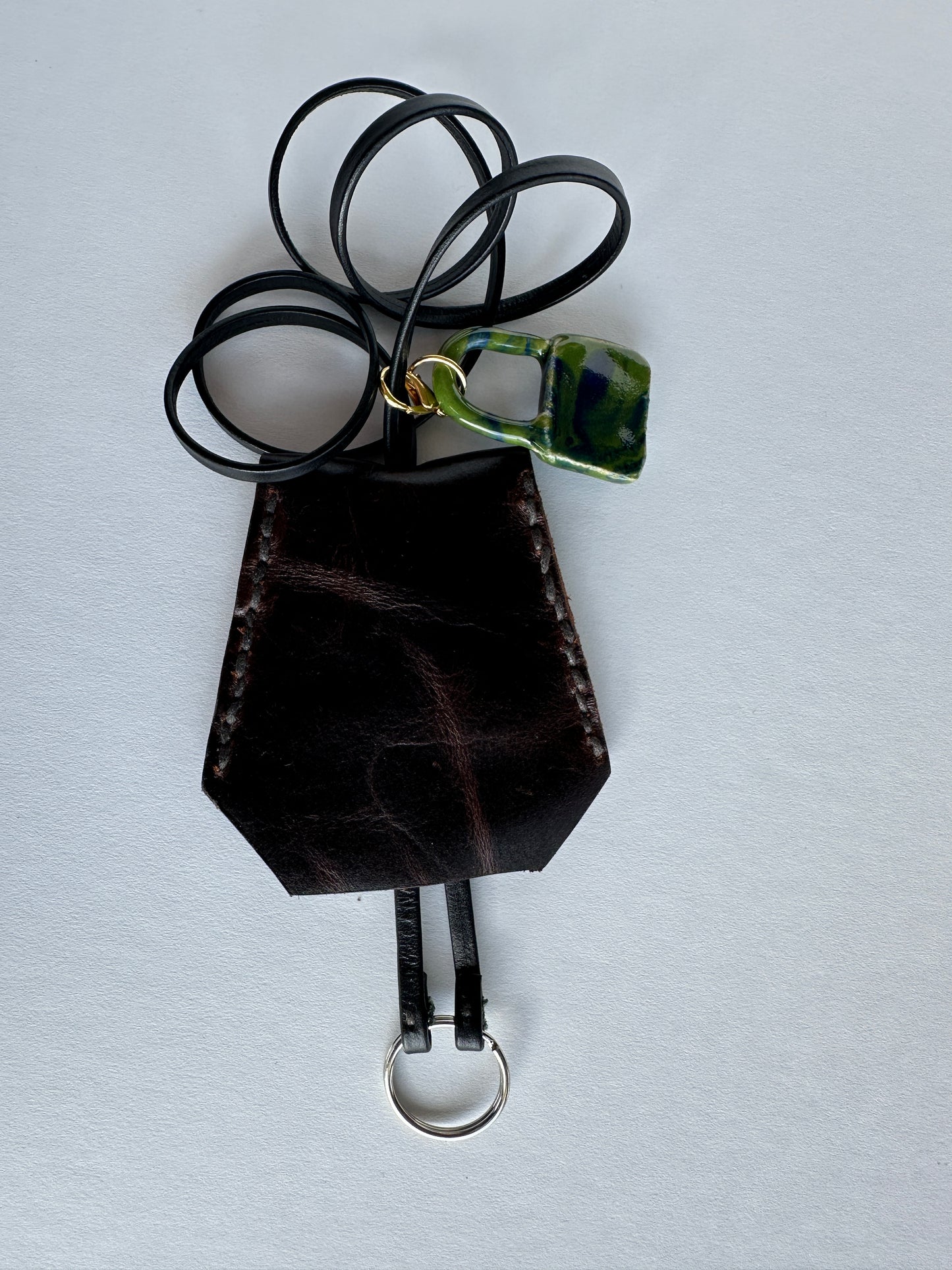 Leather Clochette Necklace With Ceramic Padlock