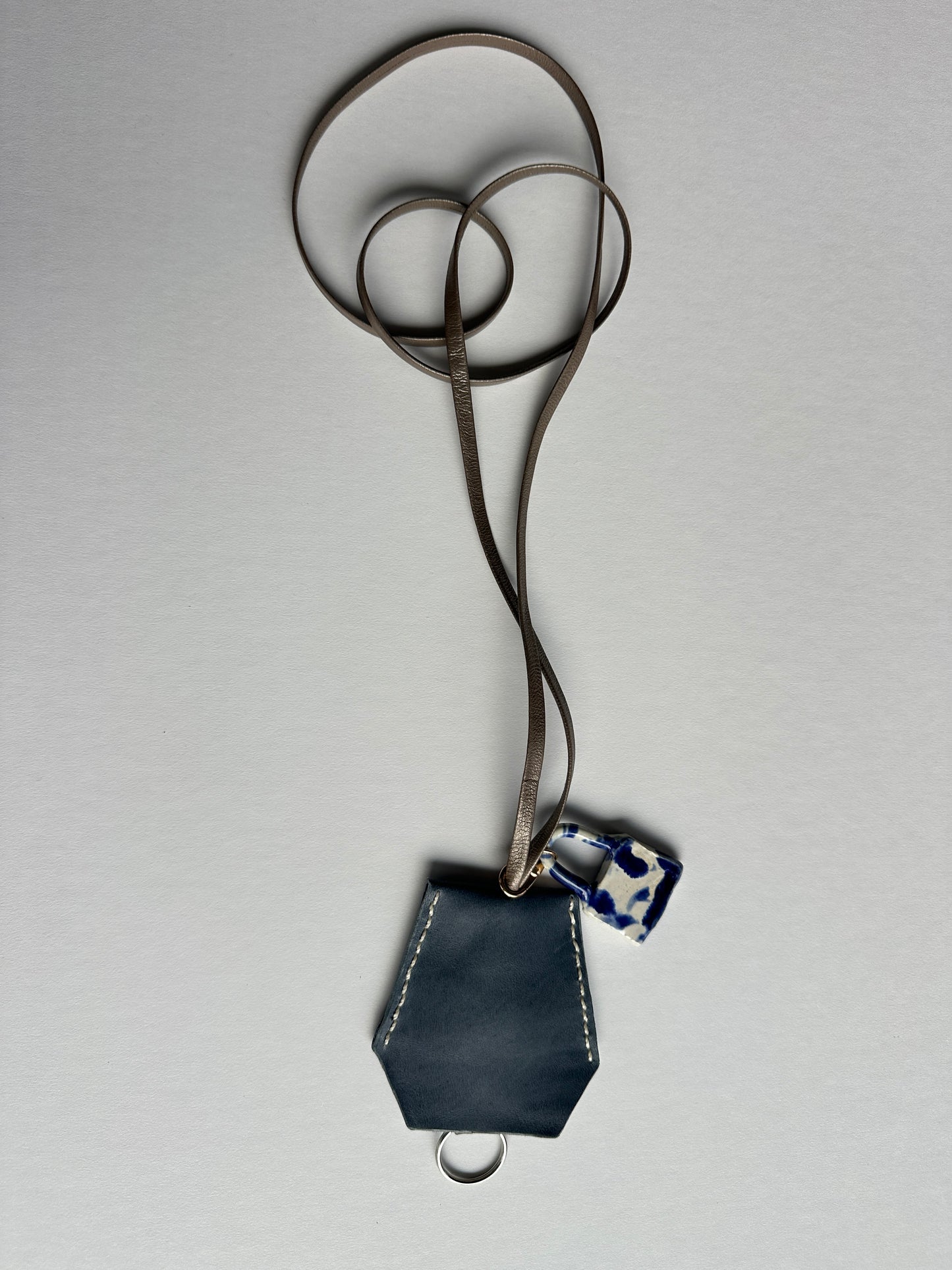 Leather Clochette Necklace With Ceramic Padlock