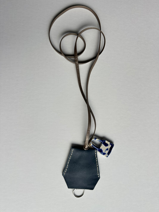 Leather Clochette Necklace With Ceramic Padlock
