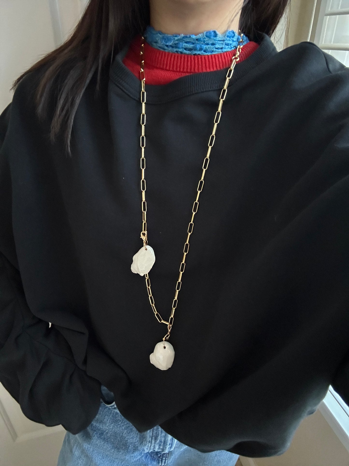 “Walking On Eggshells” ceramic pendant necklace