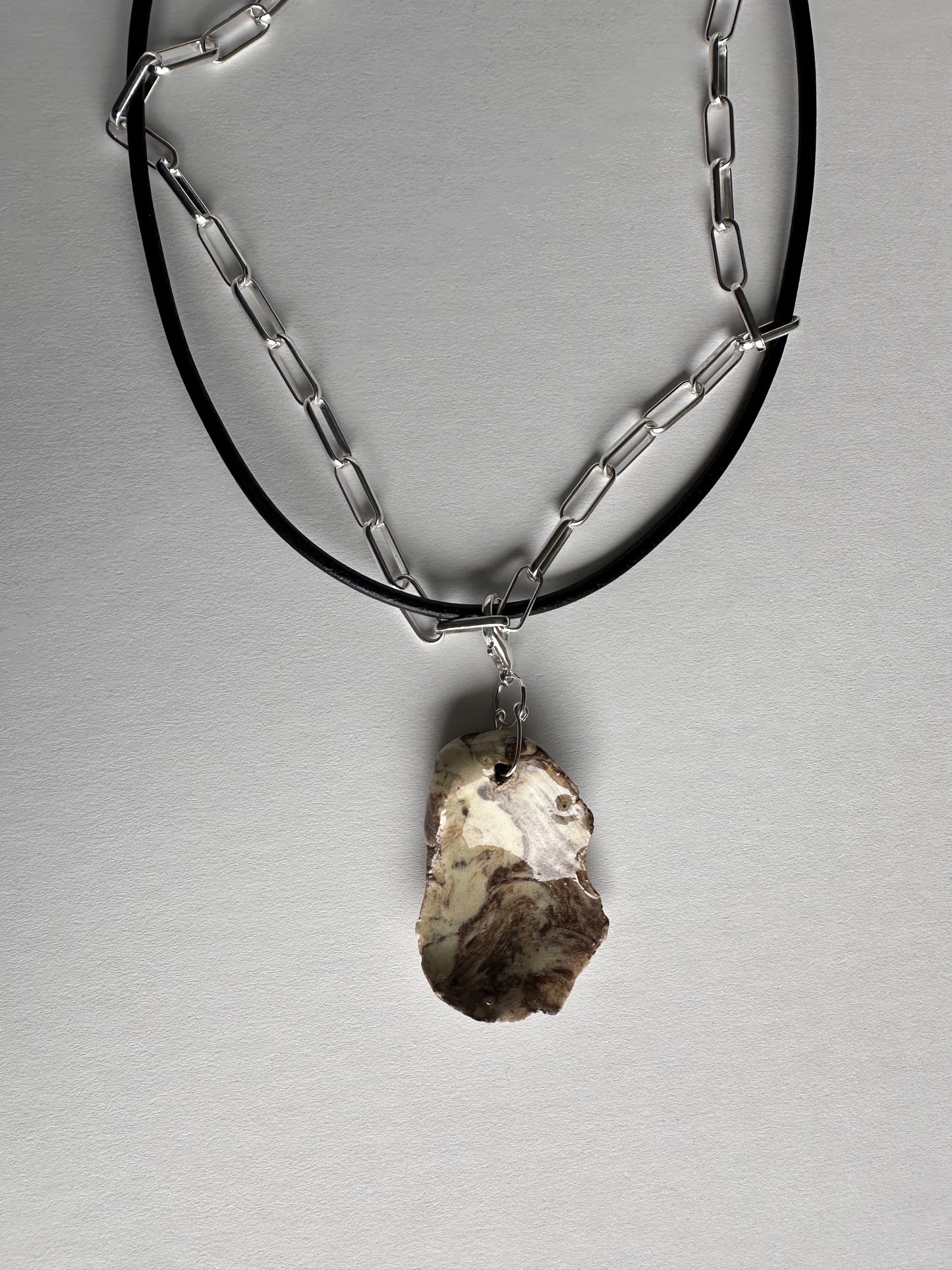 Fossil Chain + Leather Chord