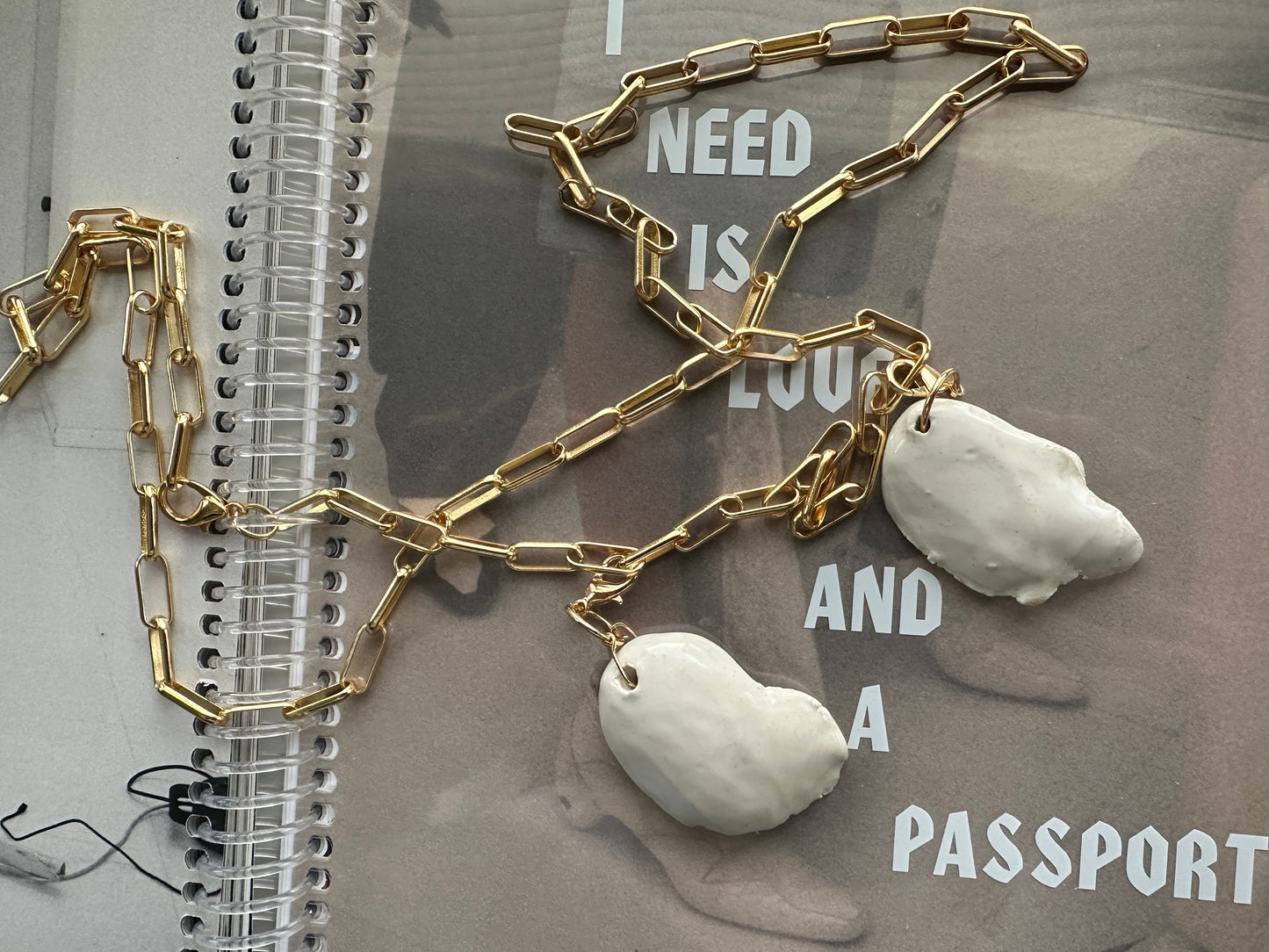 “Walking On Eggshells” ceramic pendant necklace