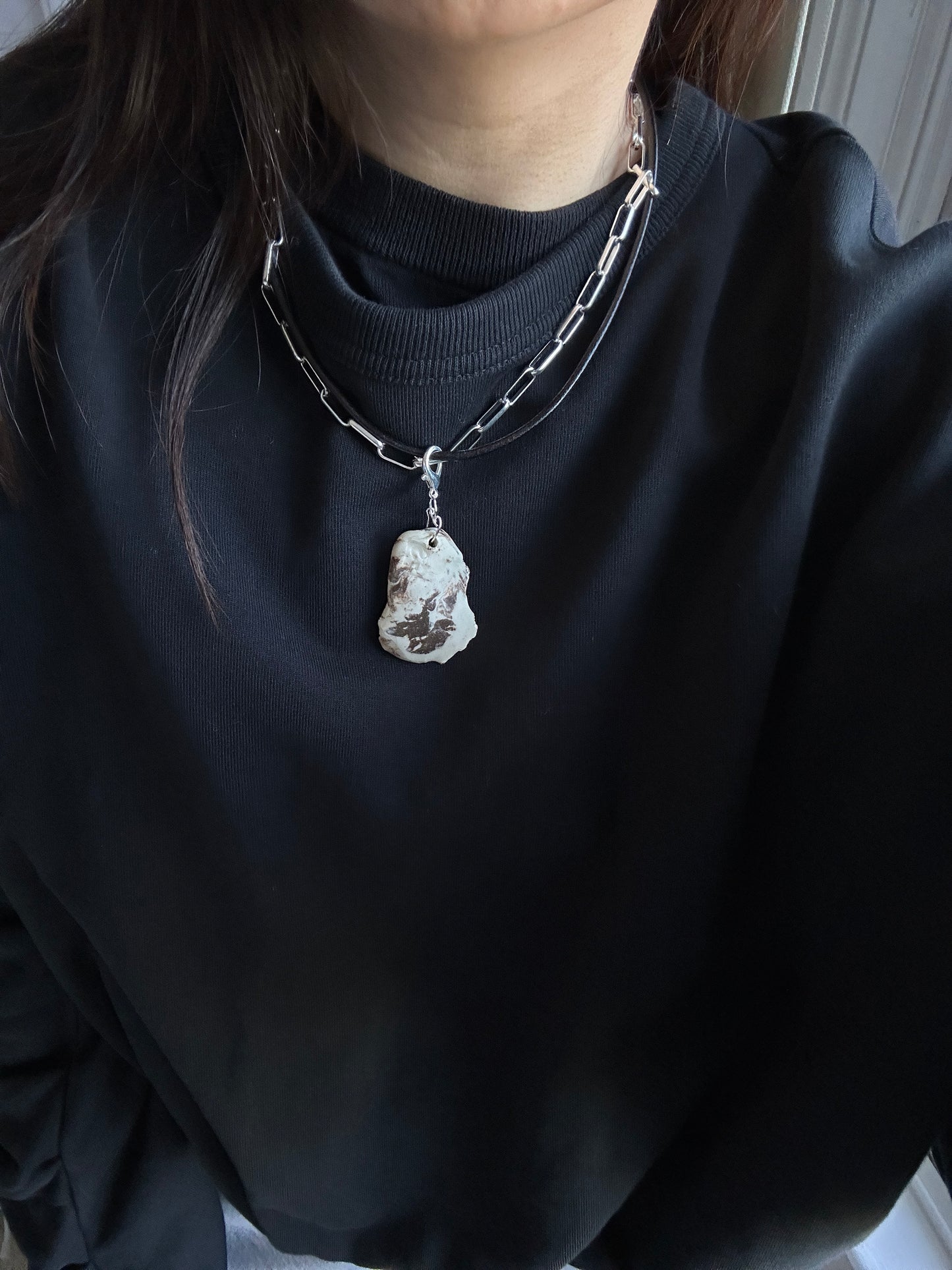 Fossil Chain + Leather Chord