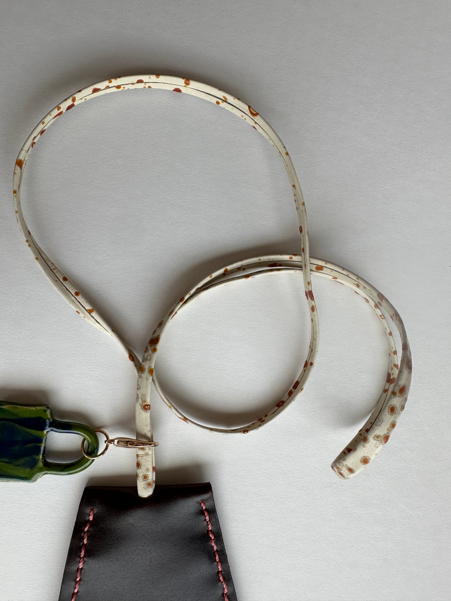Leather Clochette Necklace With Ceramic Padlock