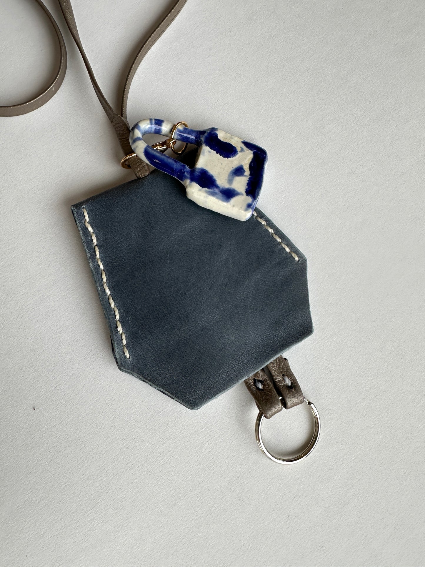 Leather Clochette Necklace With Ceramic Padlock