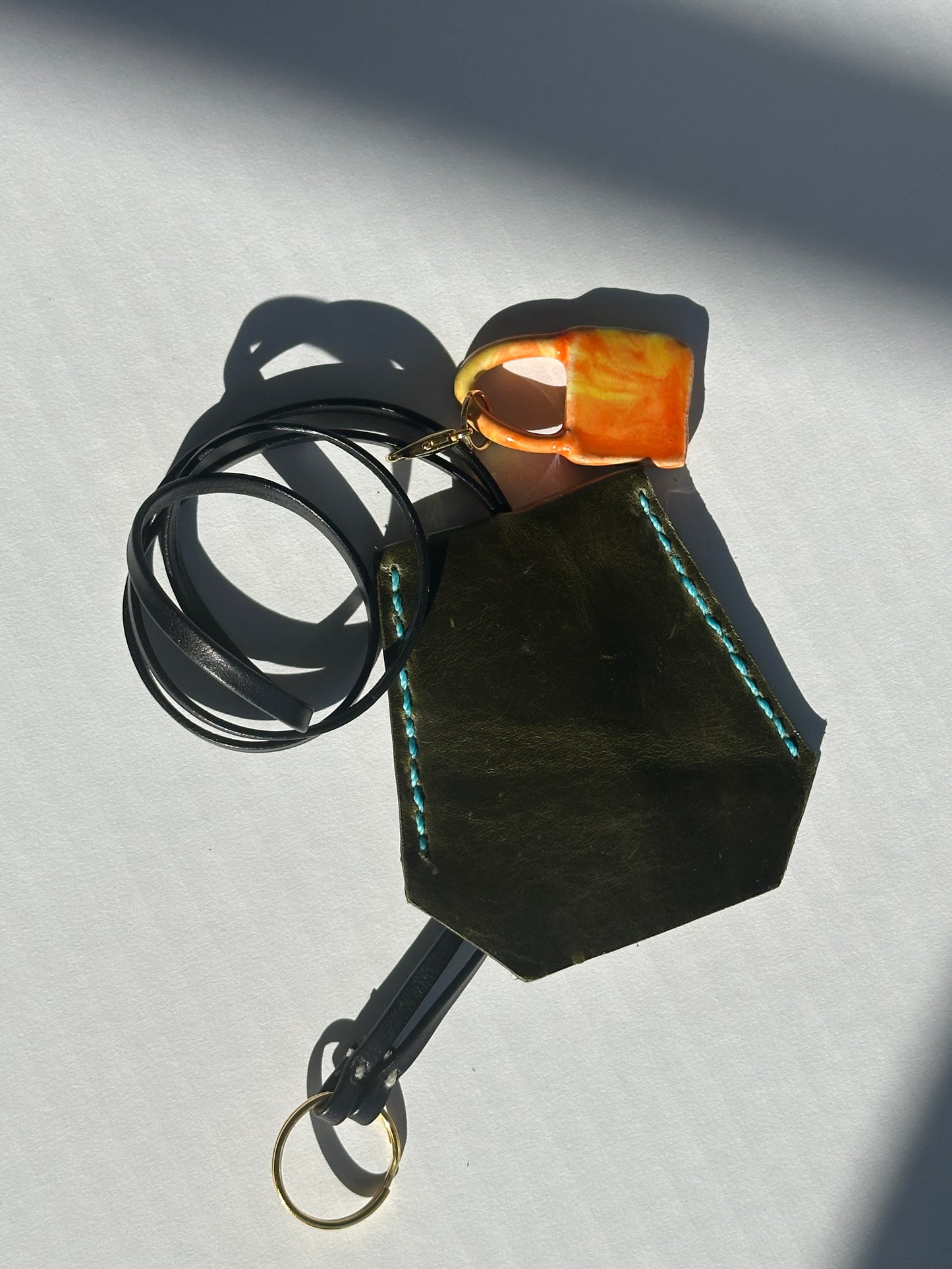 Leather Clochette Necklace With Ceramic Padlock