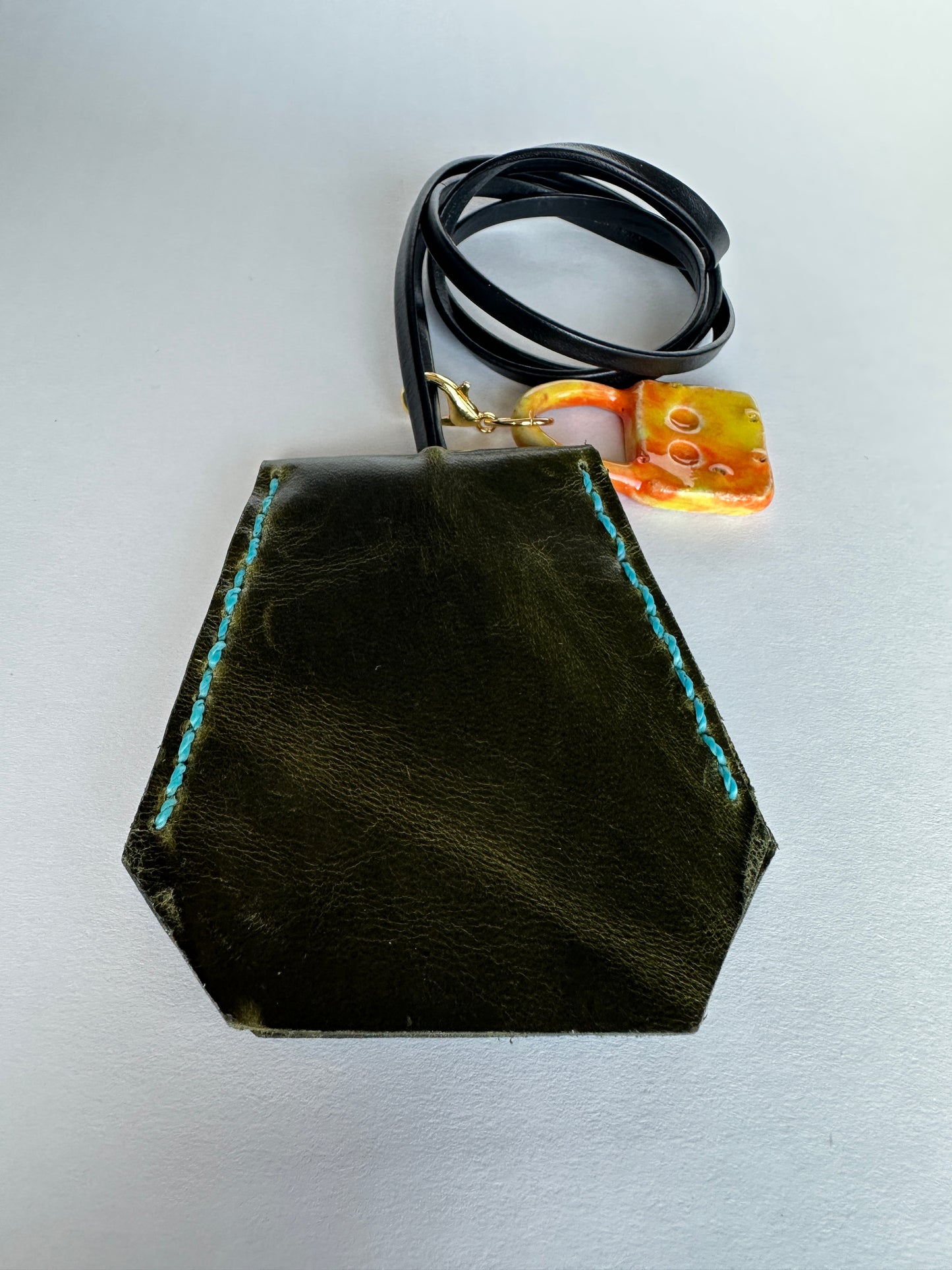 Leather Clochette Necklace With Ceramic Padlock