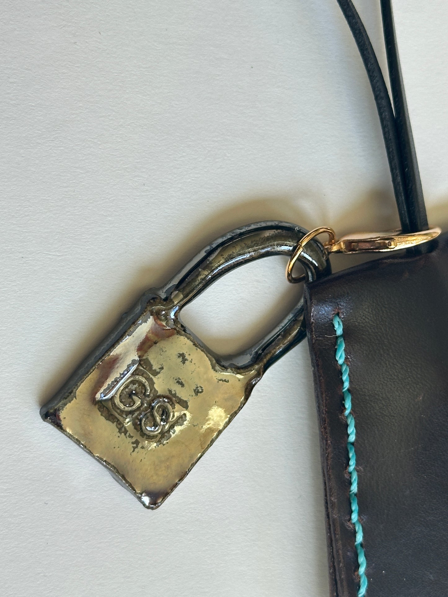 Leather Clochette with Ceramic Padlock