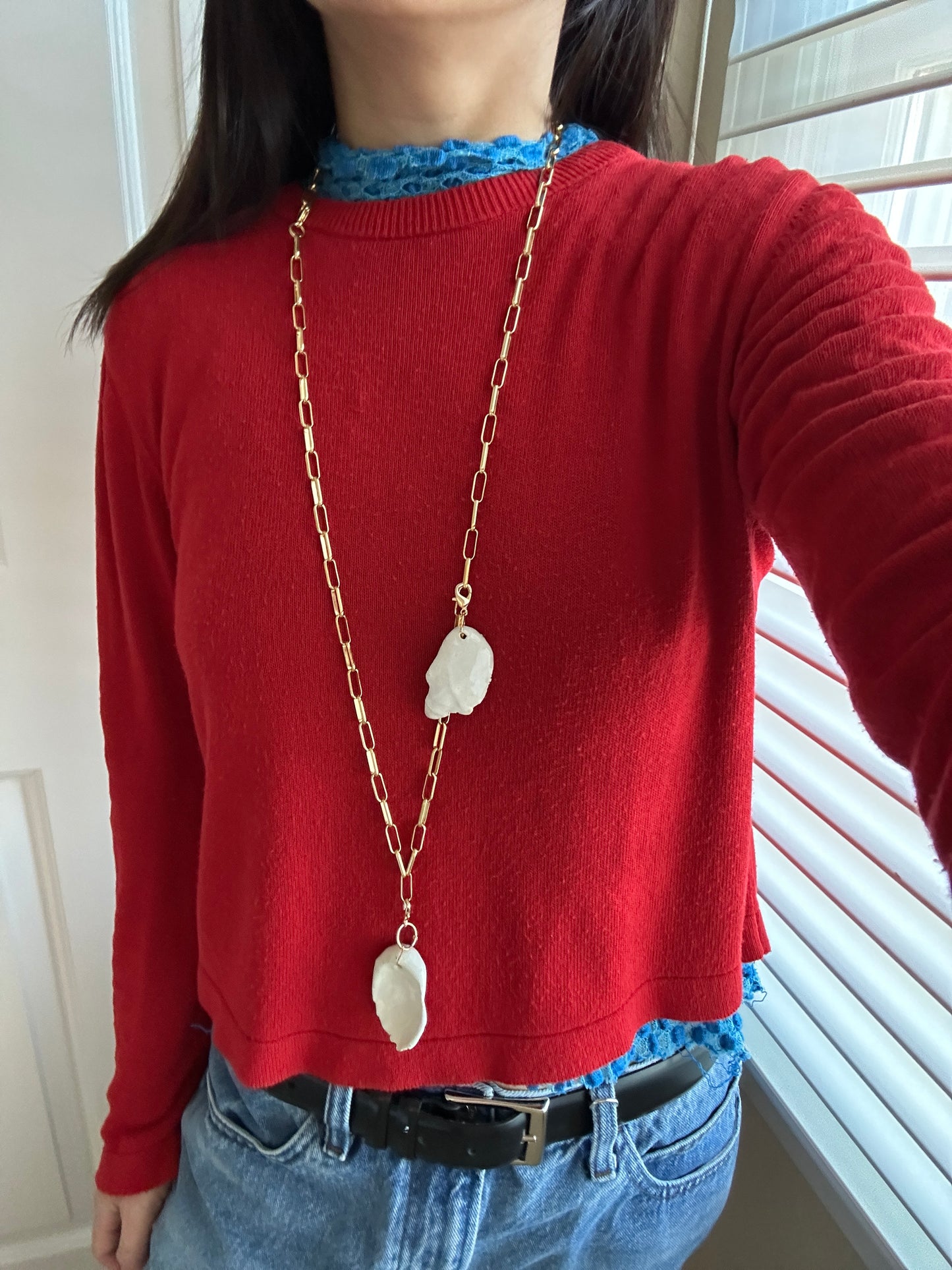 “Walking On Eggshells” ceramic pendant necklace