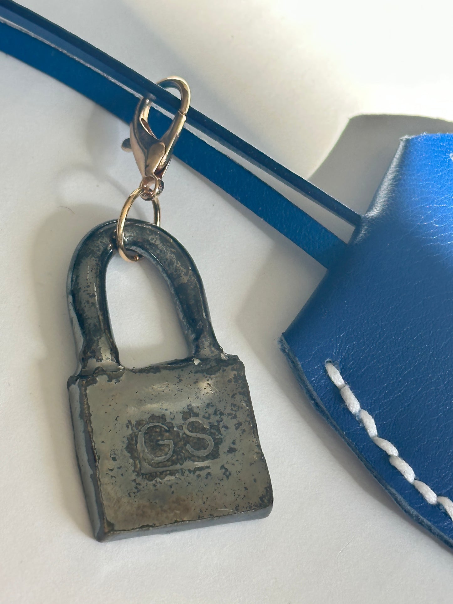 Large Leather Clochette with Ceramic Padlock
