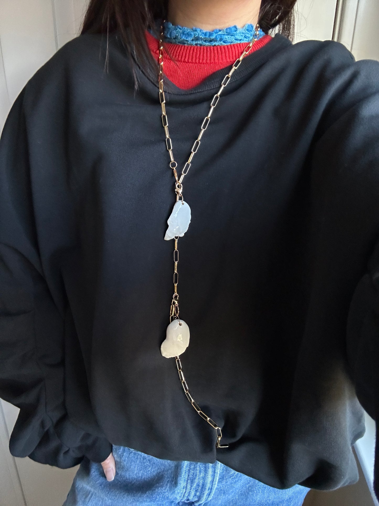 “Walking On Eggshells” ceramic pendant necklace