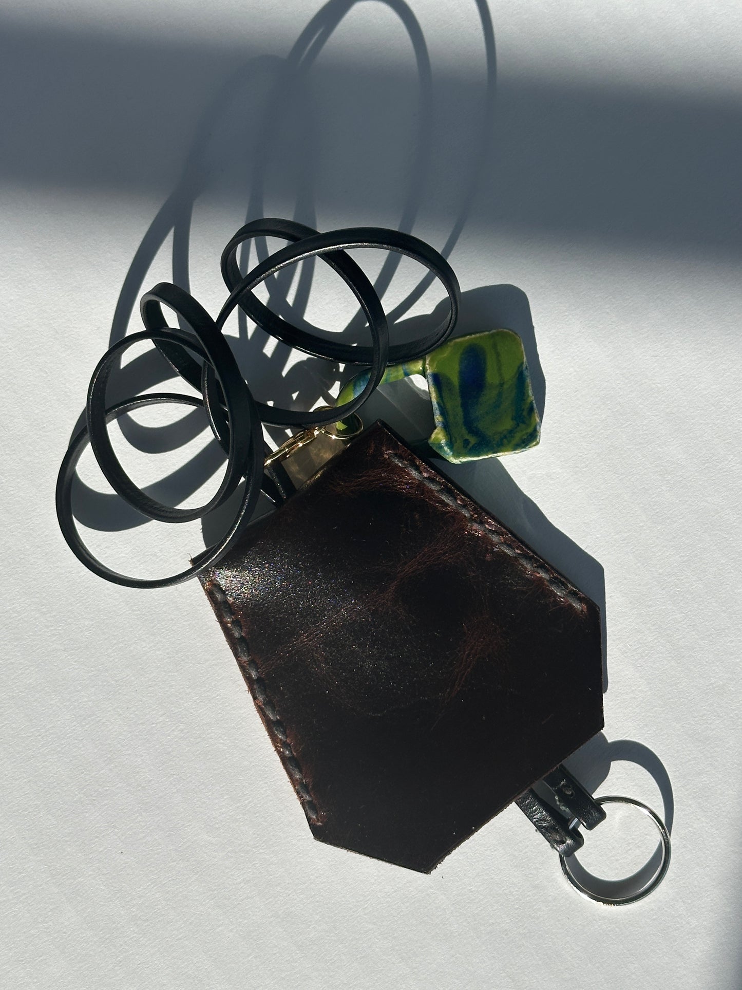 Leather Clochette Necklace With Ceramic Padlock