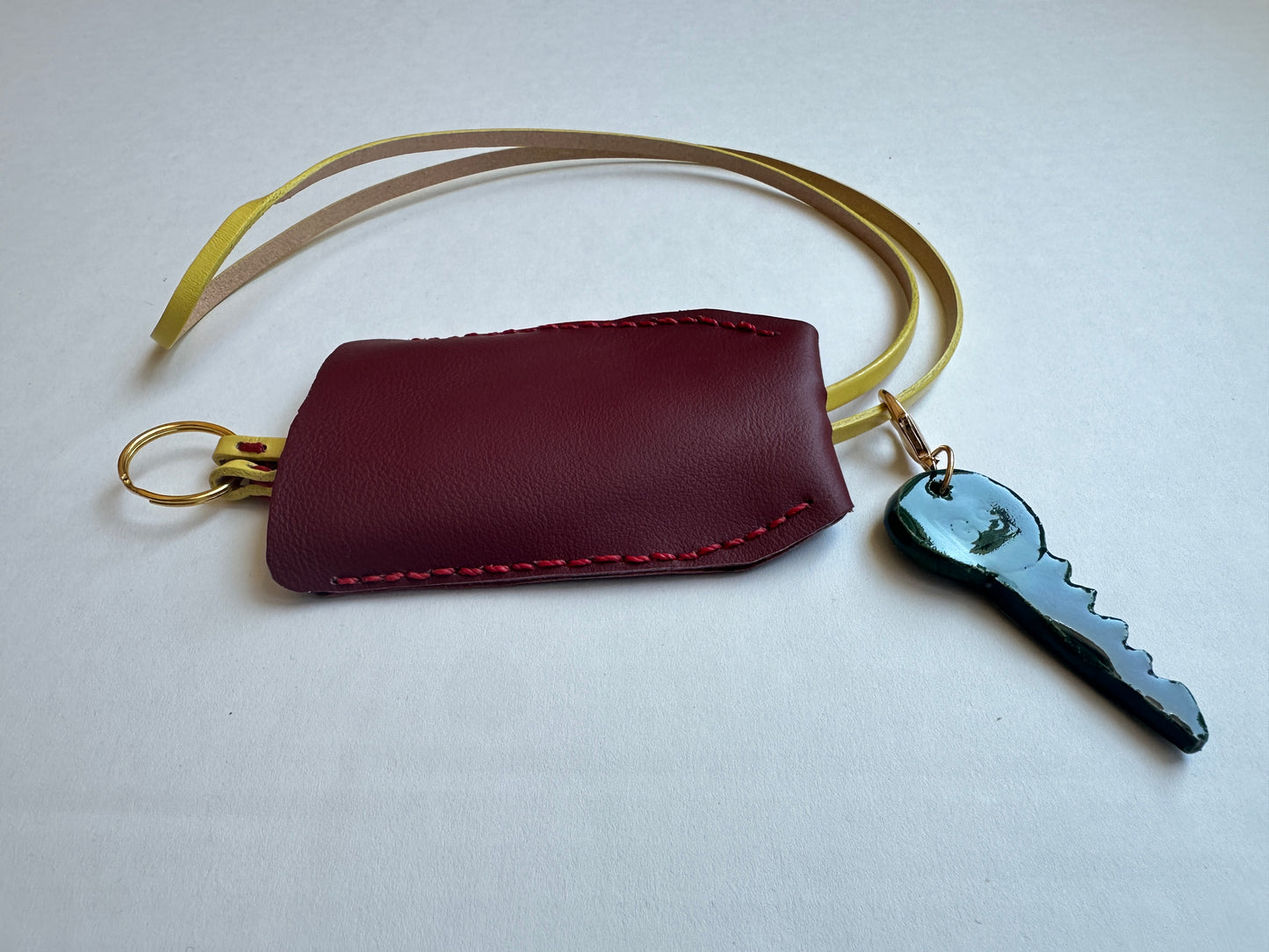 Large Leather Clochette with Ceramic Key