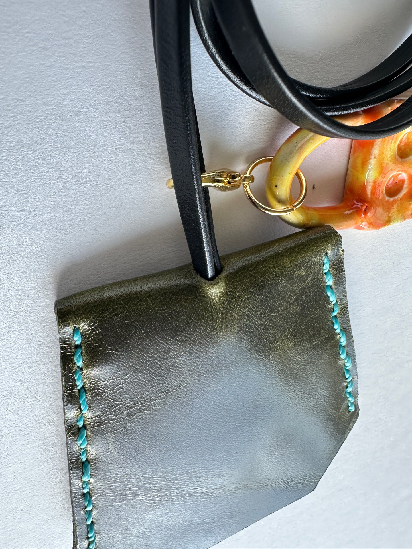Leather Clochette Necklace With Ceramic Padlock