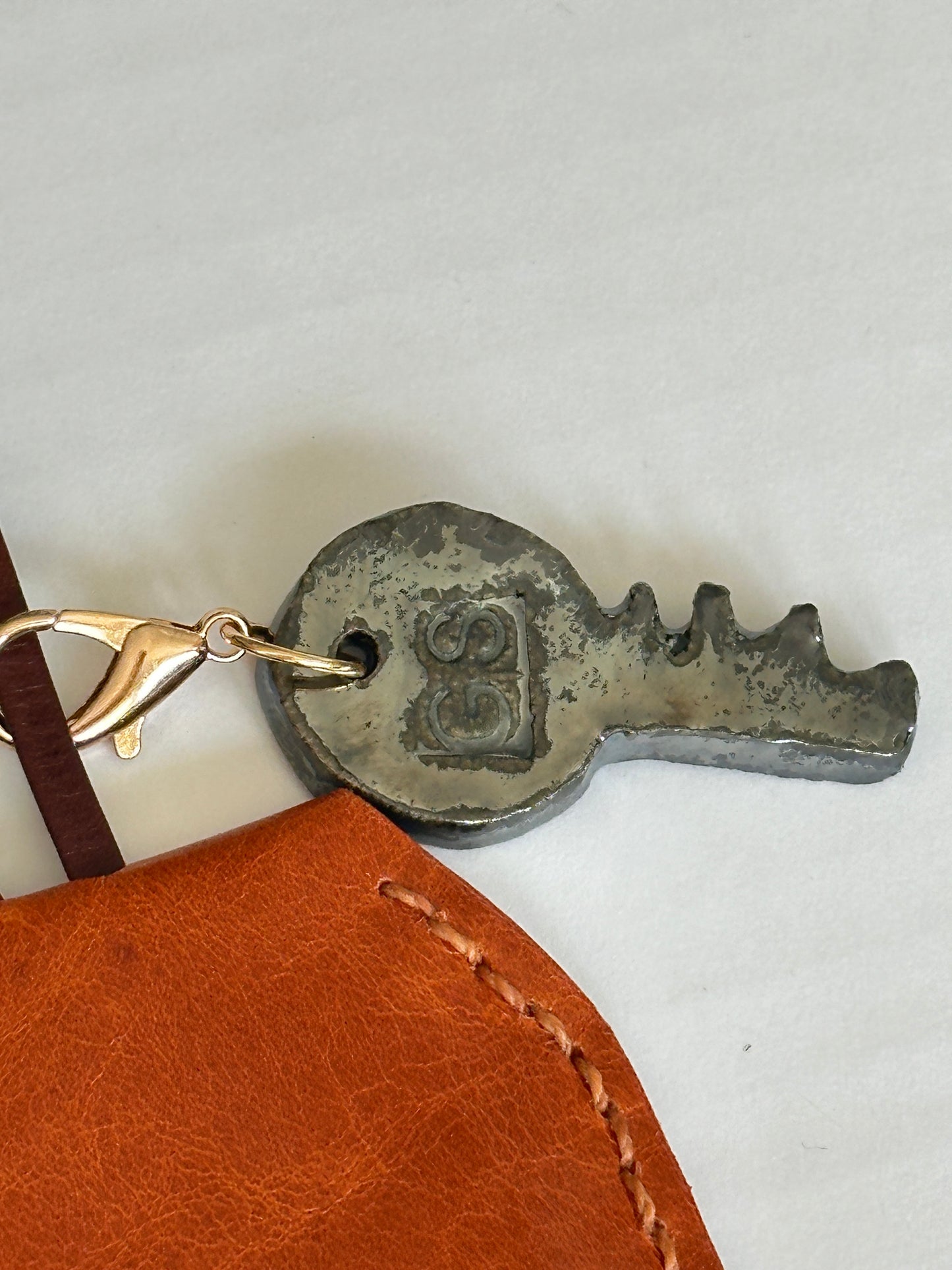 Large Leather Clochette with Ceramic Key