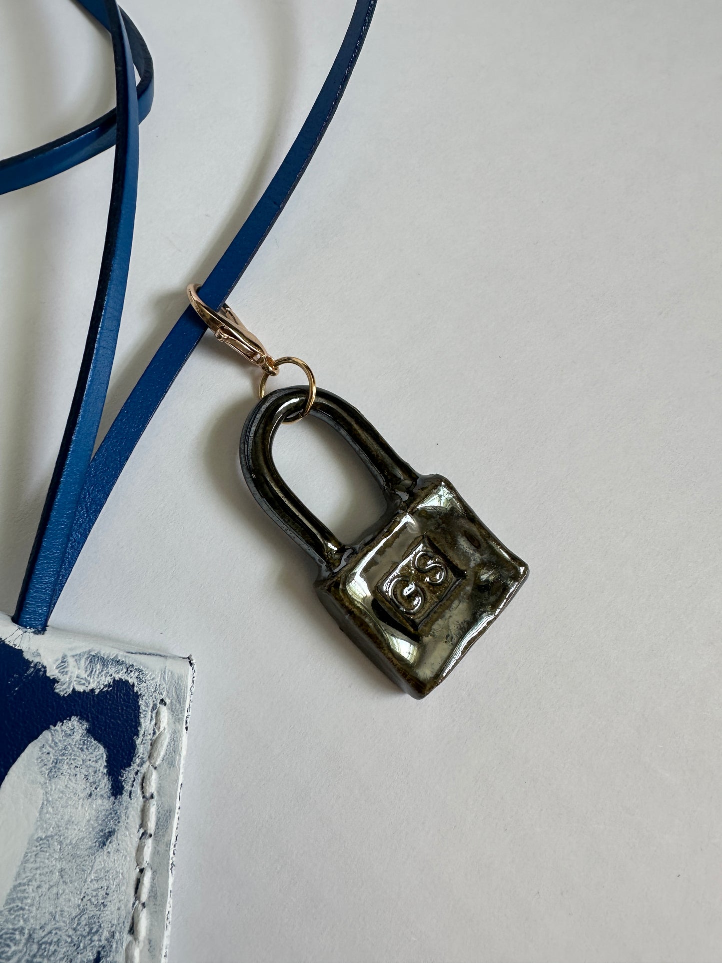 MMPPYK Leather Clochette with Ceramic Padlock
