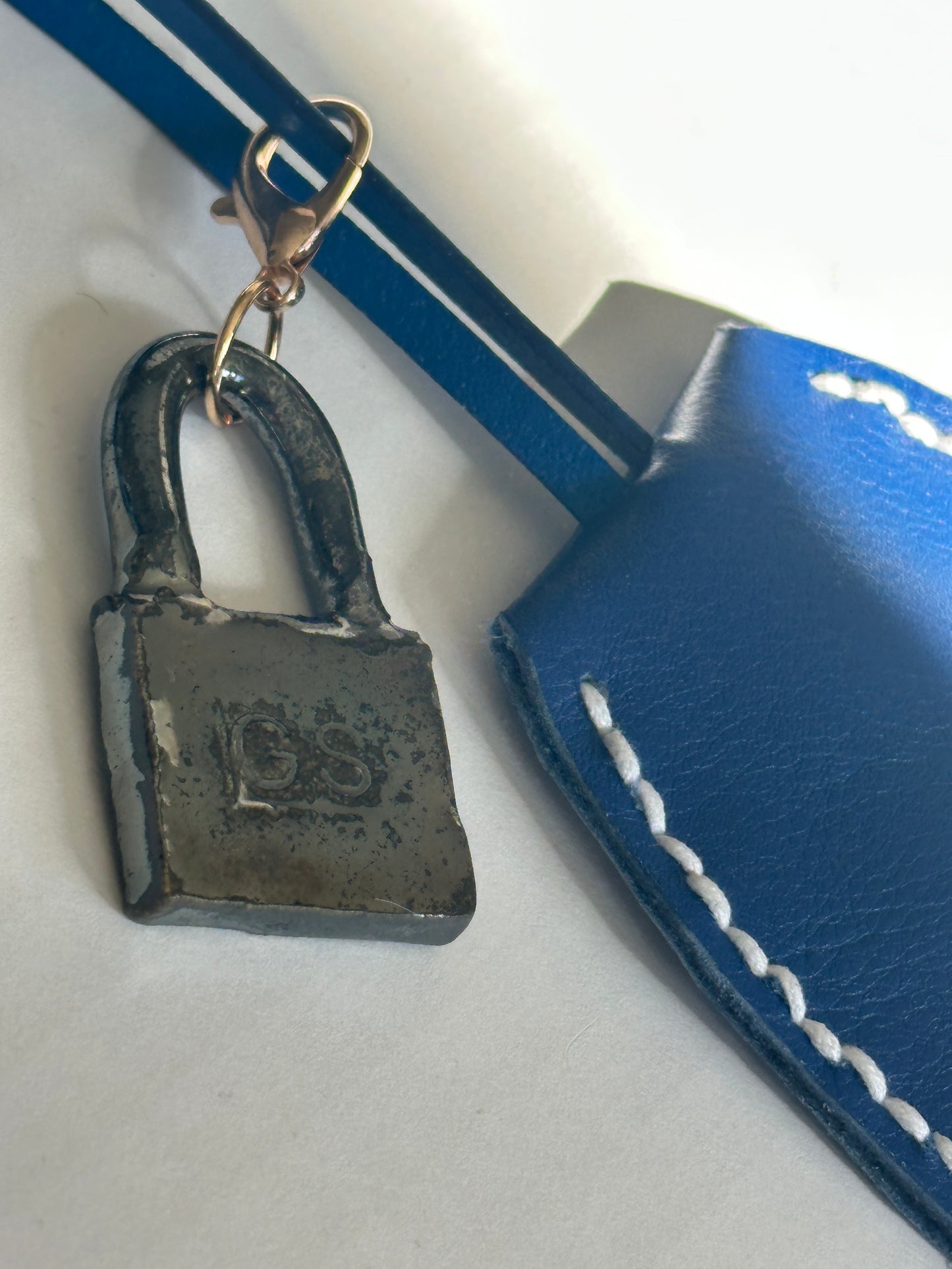 Large Leather Clochette with Ceramic Padlock