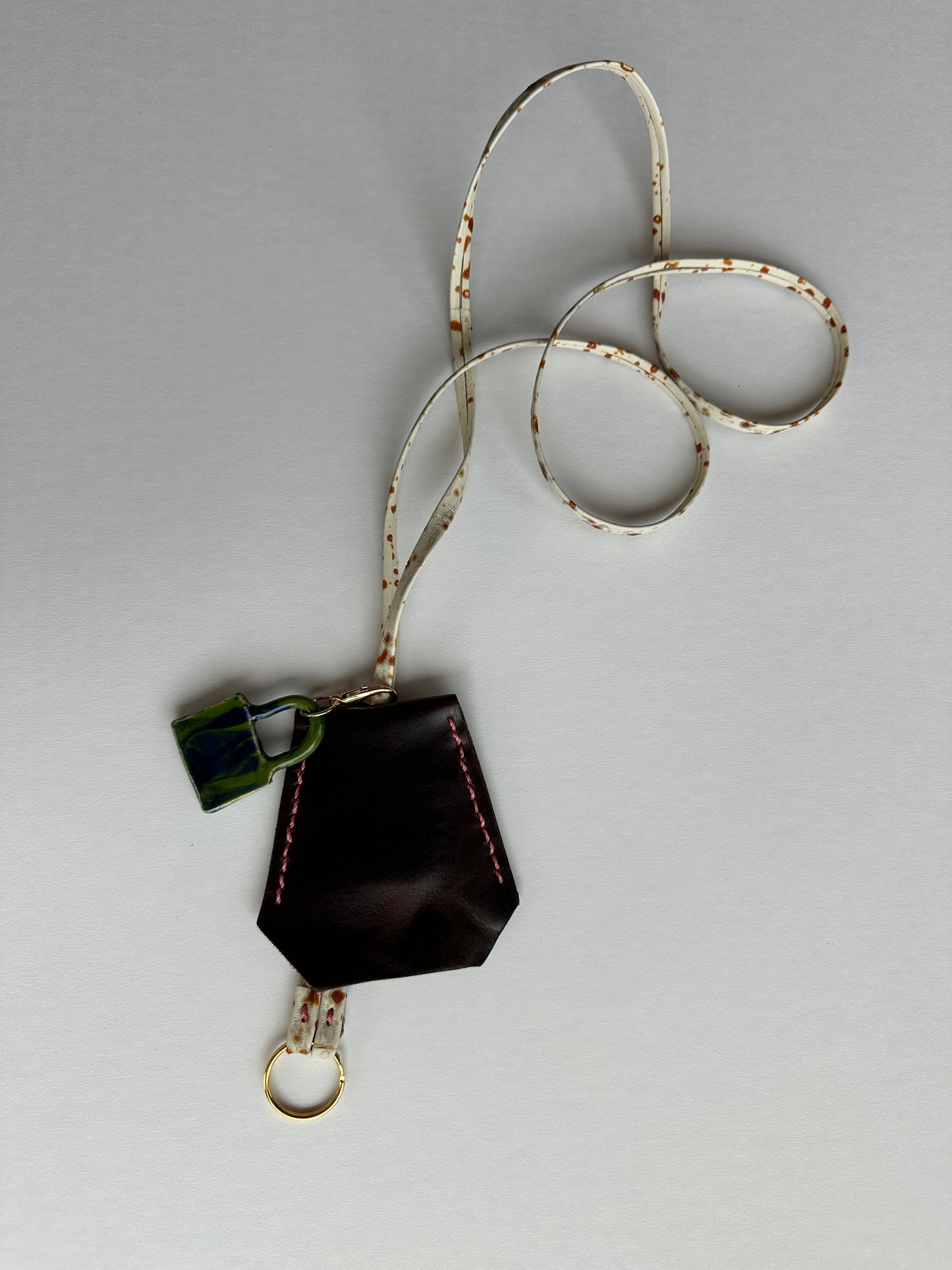 Leather Clochette Necklace With Ceramic Padlock