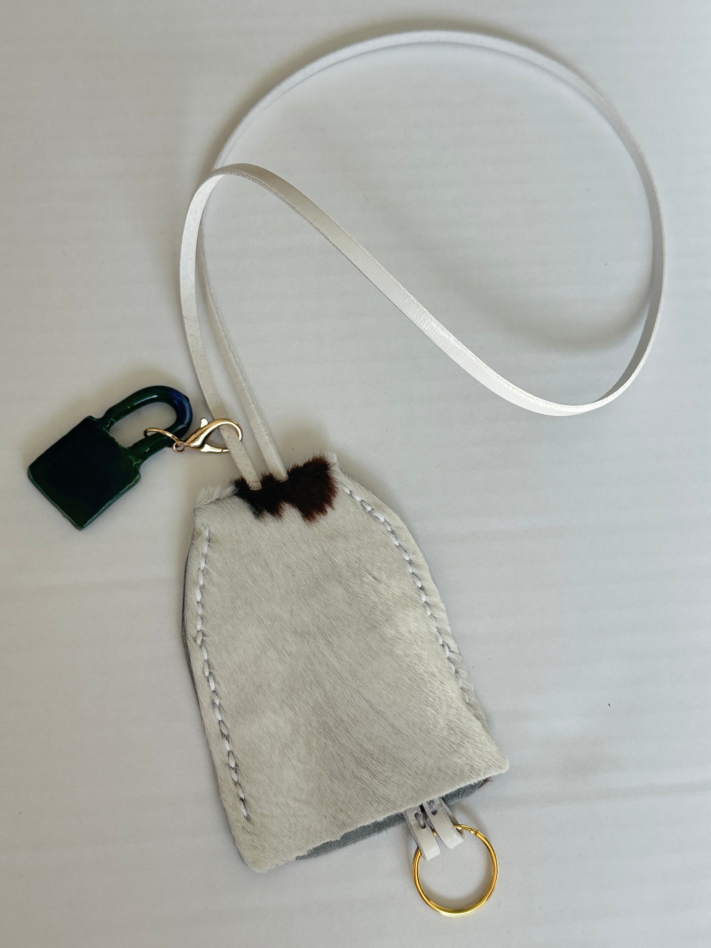 Large Leather Clochette with Ceramic Padlock