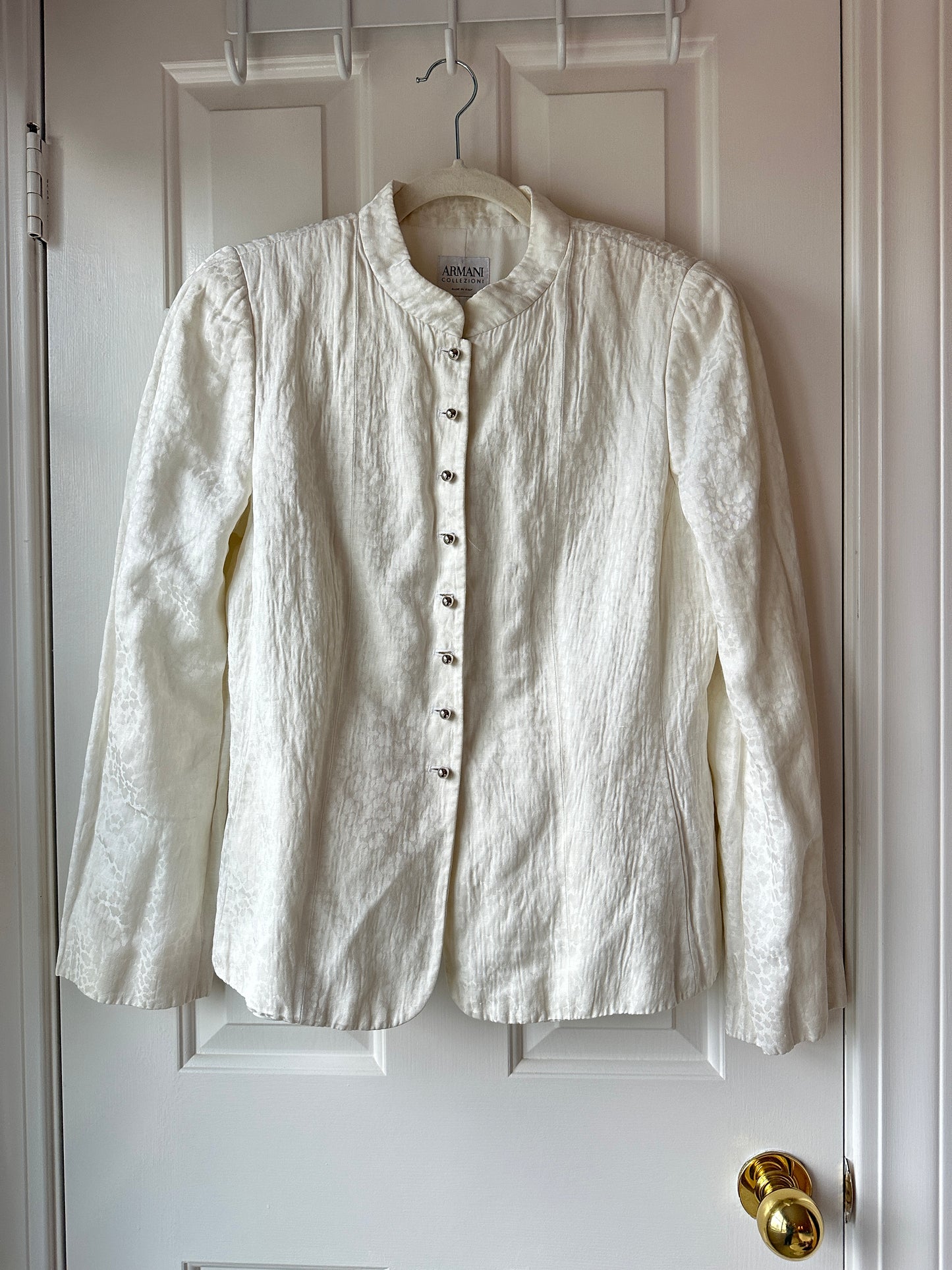 Armani Collezioni Vintage tailored white jacket with mandarin collar 2006