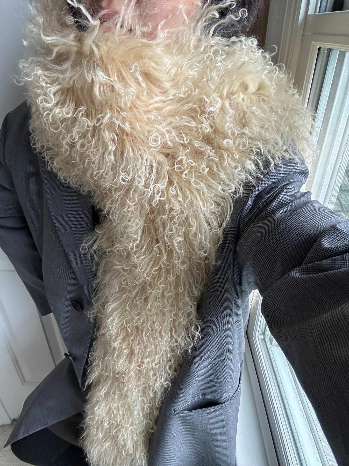 Prada Mongolian Lambs Wool Stole Scarf Collar 2014 FW