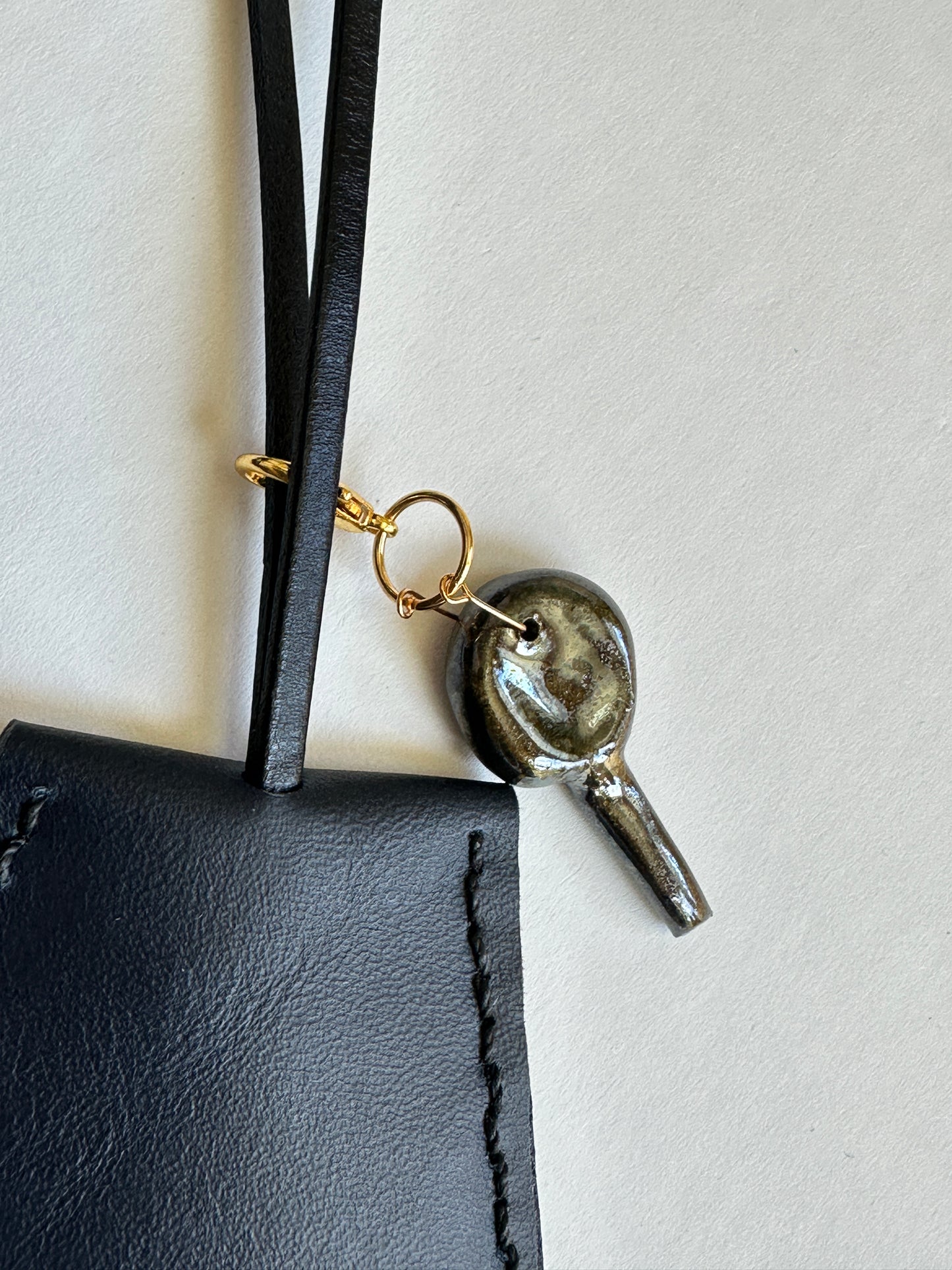 Leather Clochette with Ceramic Key